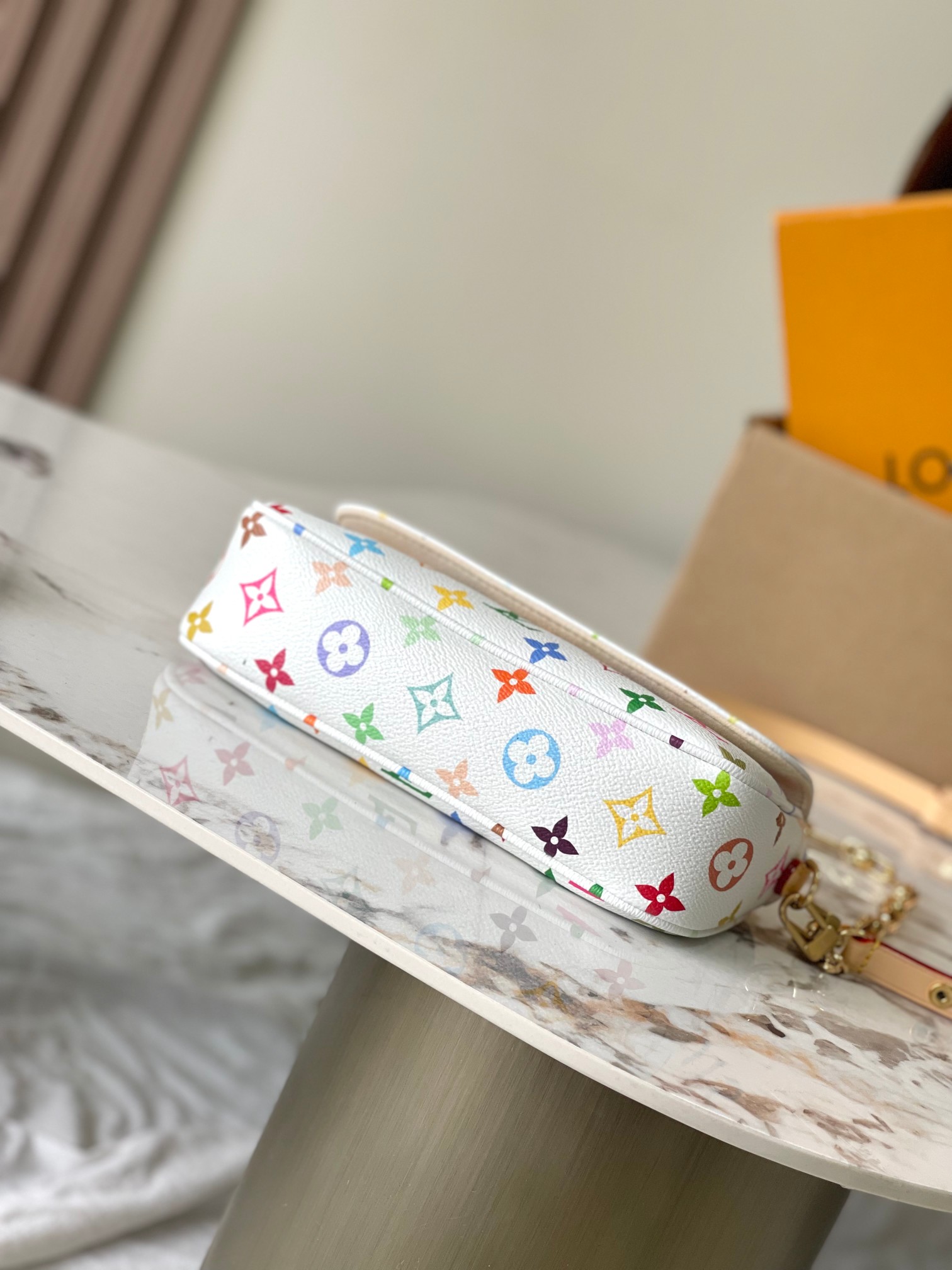 Louis Vuitton Wallet On Chain Ivy Crossbody Bag – White Multicolor Murakami Collaboration - Image 4