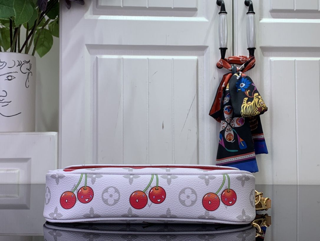 Louis Vuitton x Takashi Murakami Wallet on Chain Ivy, White Cherry - Image 4