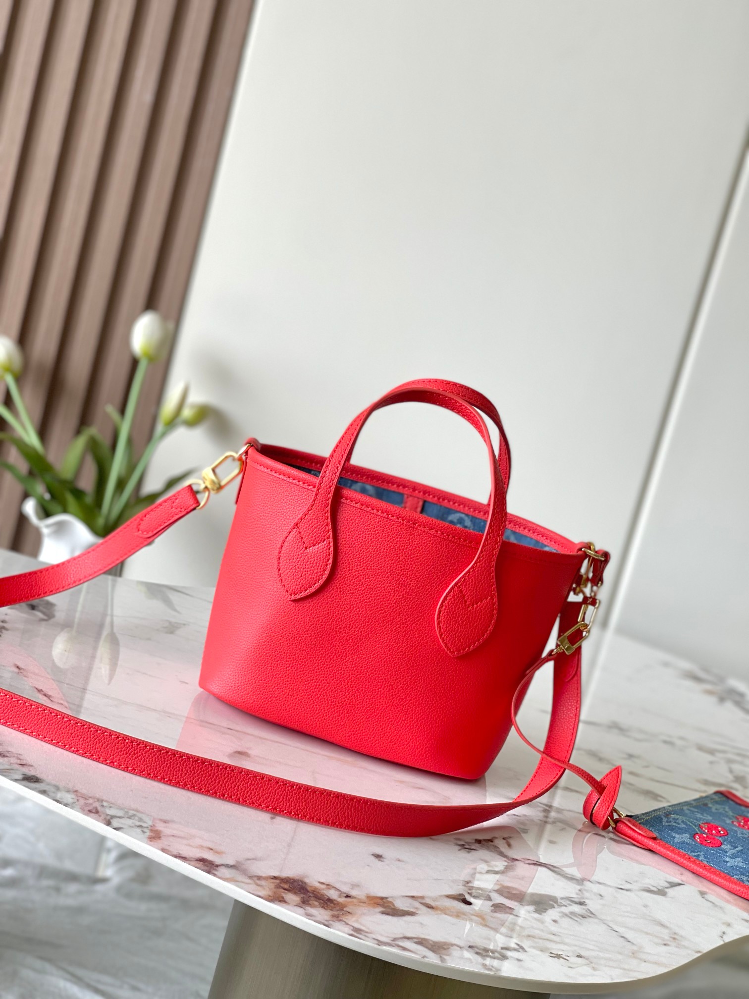 Louis Vuitton Neverfull Inside Out BB Tote Bag – Monogram Cherry Denim - Image 4