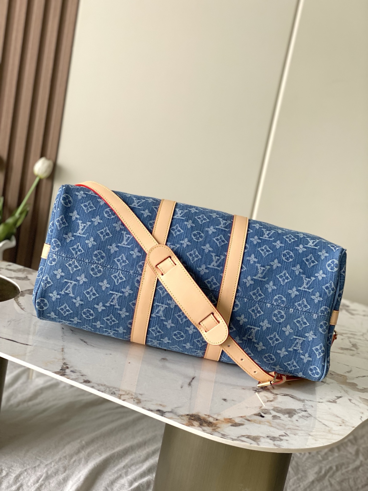 Louis Vuitton Keepall Bandoulière 45 Denim Travel Bag - Image 4