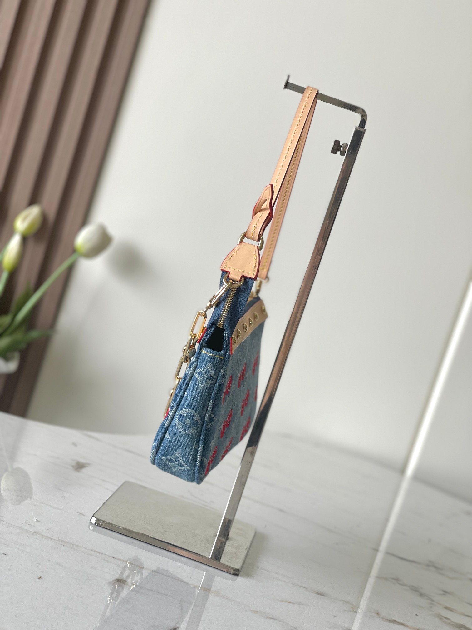 Louis Vuitton x Takashi Murakami Pochette Accessoires Monogram Denim Shoulder Bag - Image 4