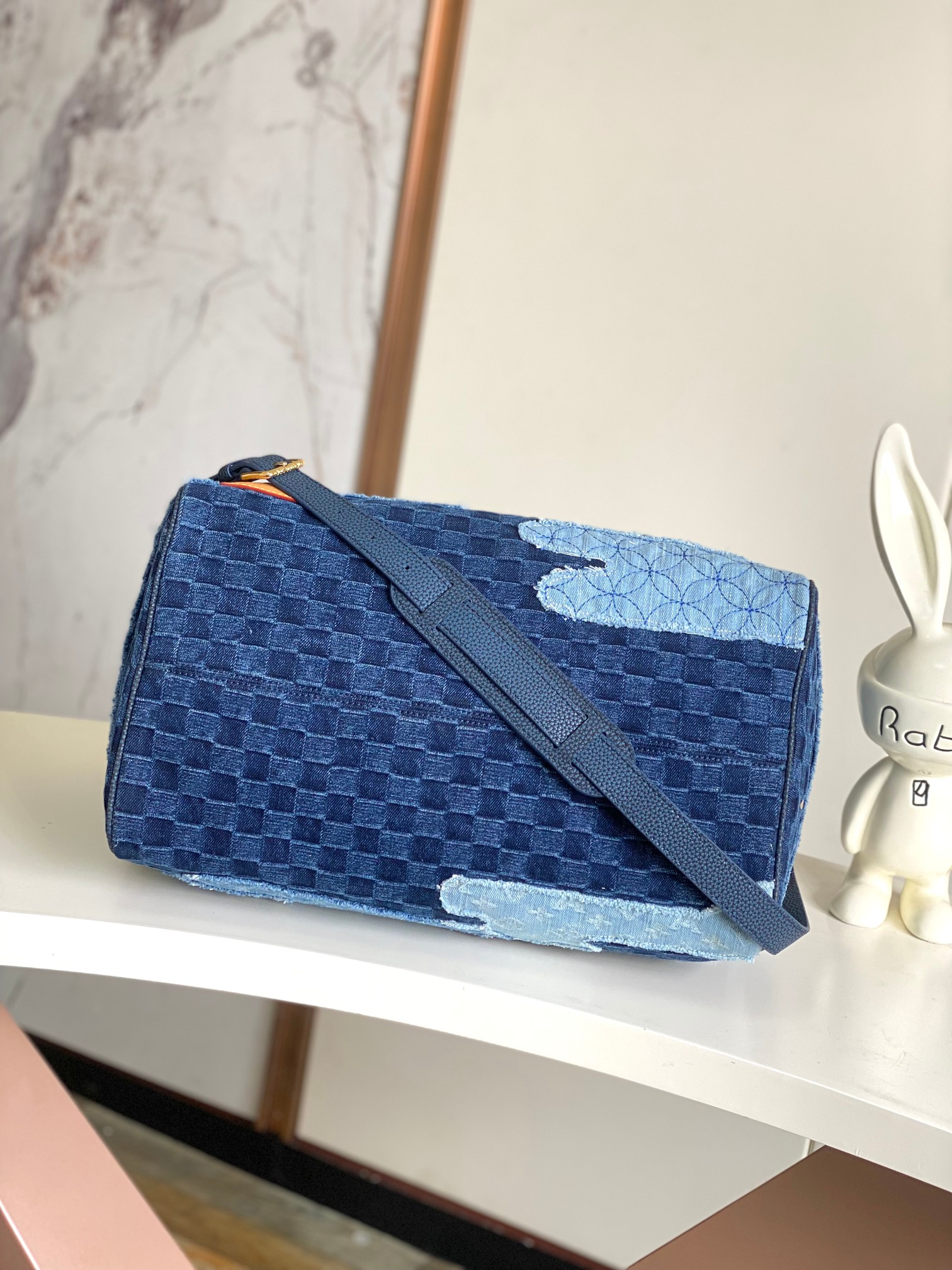 Louis Vuitton Speedy Bandoulière 40 Denim Patchwork Shoulder Bag - Image 4