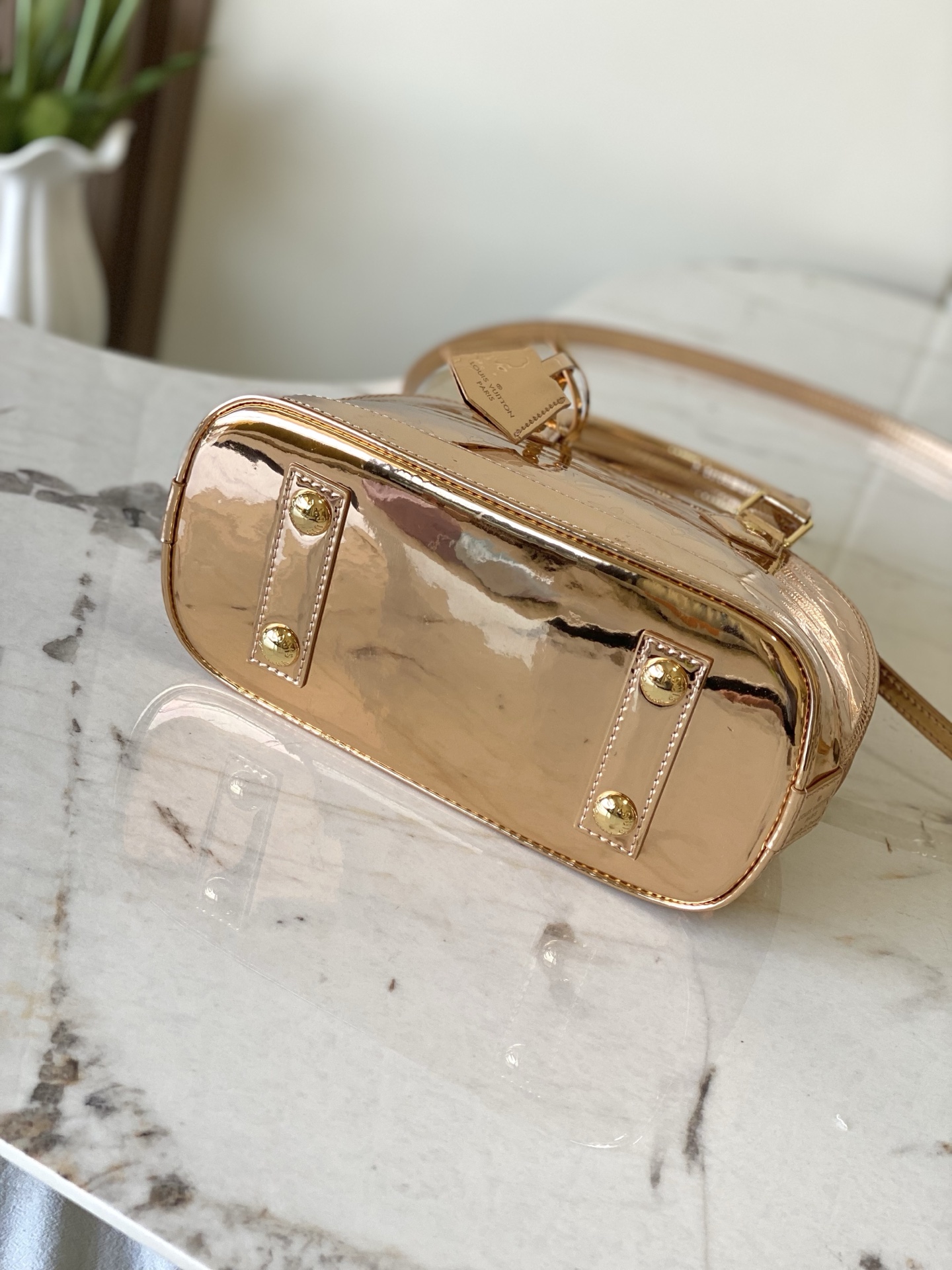 Louis Vuitton Alma BB Handbag in Silver Monogram Miroir - Image 4
