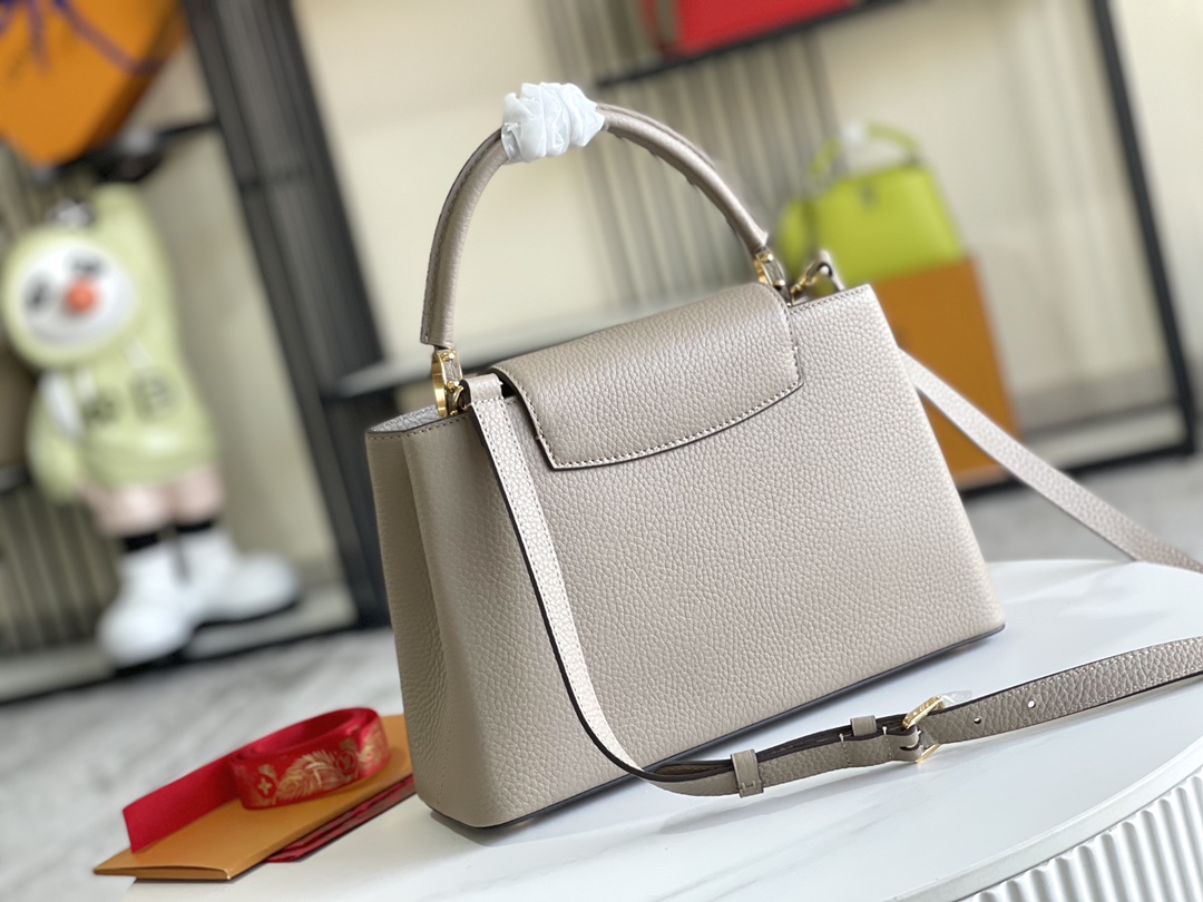 Louis Vuitton Capucines Handbag M94428, Elephant Gray, Medium Gold-Tone Hardware - Image 4