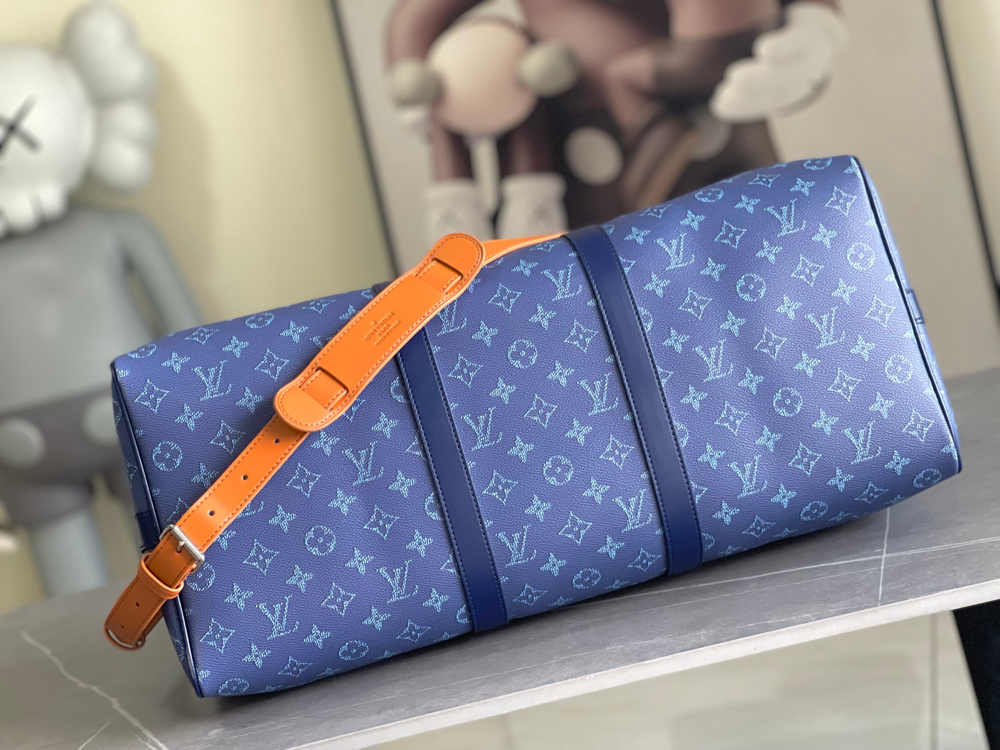 Louis Vuitton Heritage Keepall 50 Travel Bag, Blue - Image 4