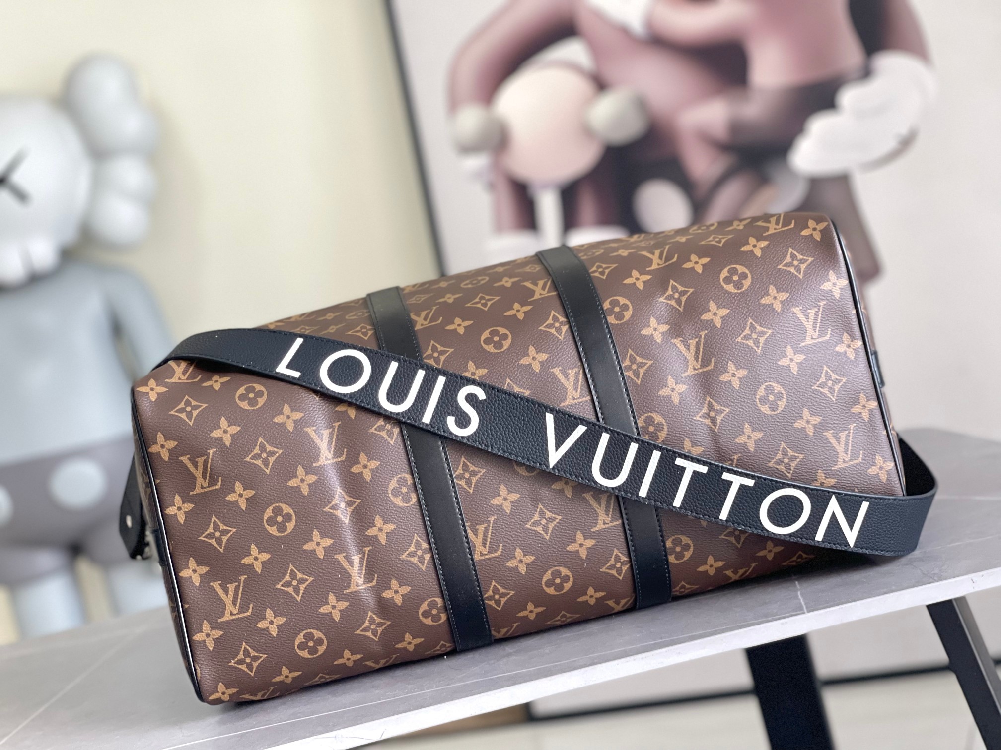 Louis Vuitton Keepall 45 Travel Bag in Monogram Eclipse Canvas - Image 4