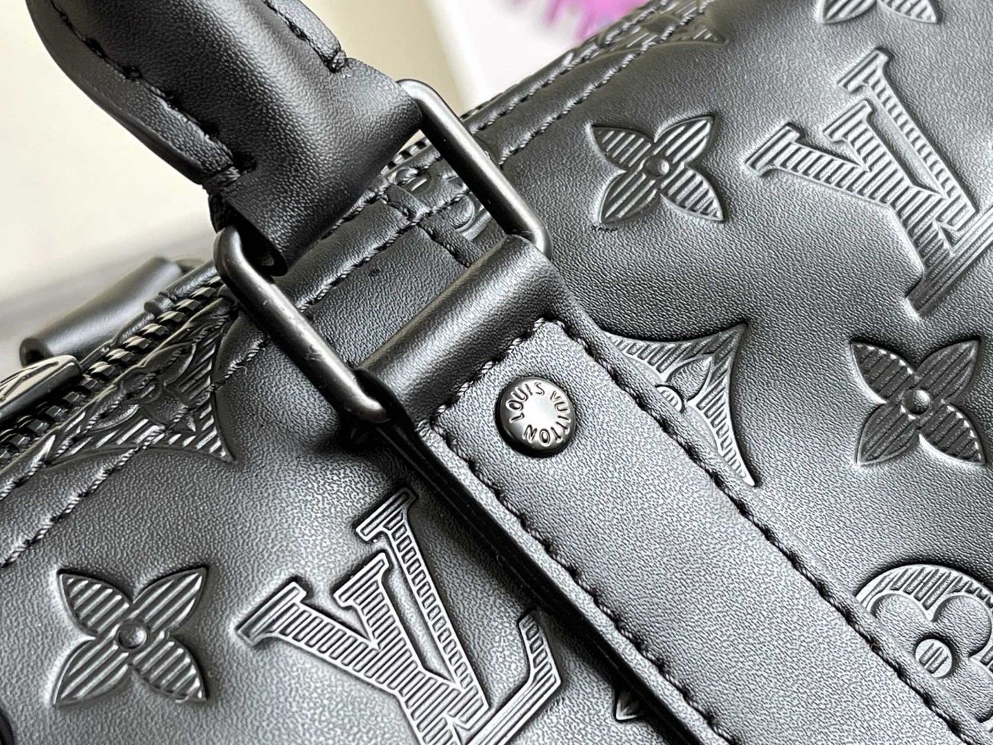 Louis Vuitton Keepall Bandoulière 50 Monogram Shadow Travel Bag - Image 4