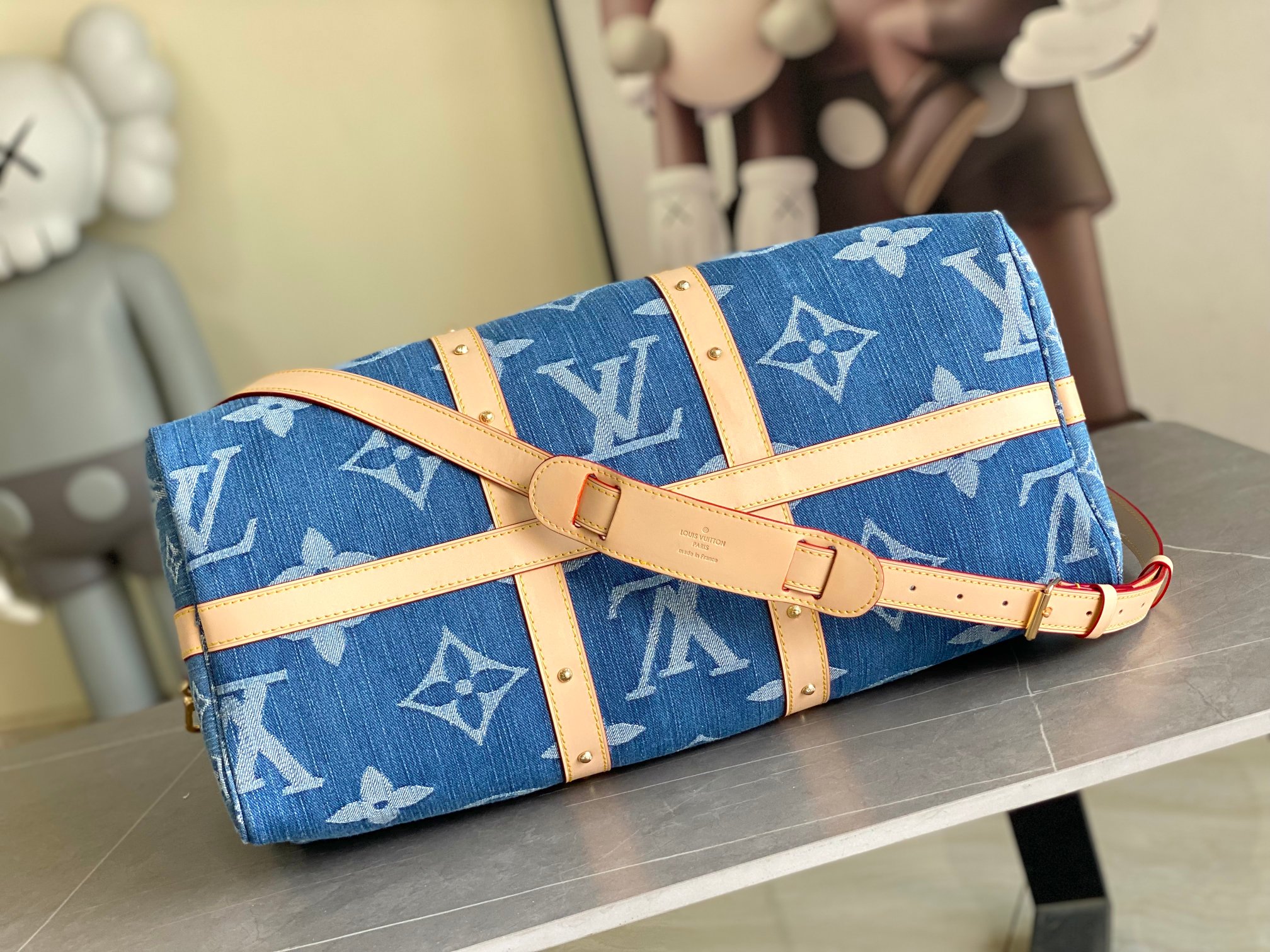 Louis Vuitton Keepall 50 Travel Bag in Denim Monogram Canvas - Image 4