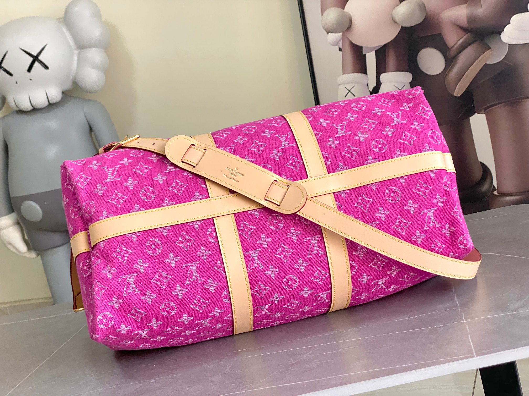 Louis Vuitton Keepall Bandoulière 45 Travel Bag in Light Blue Denim - Image 4