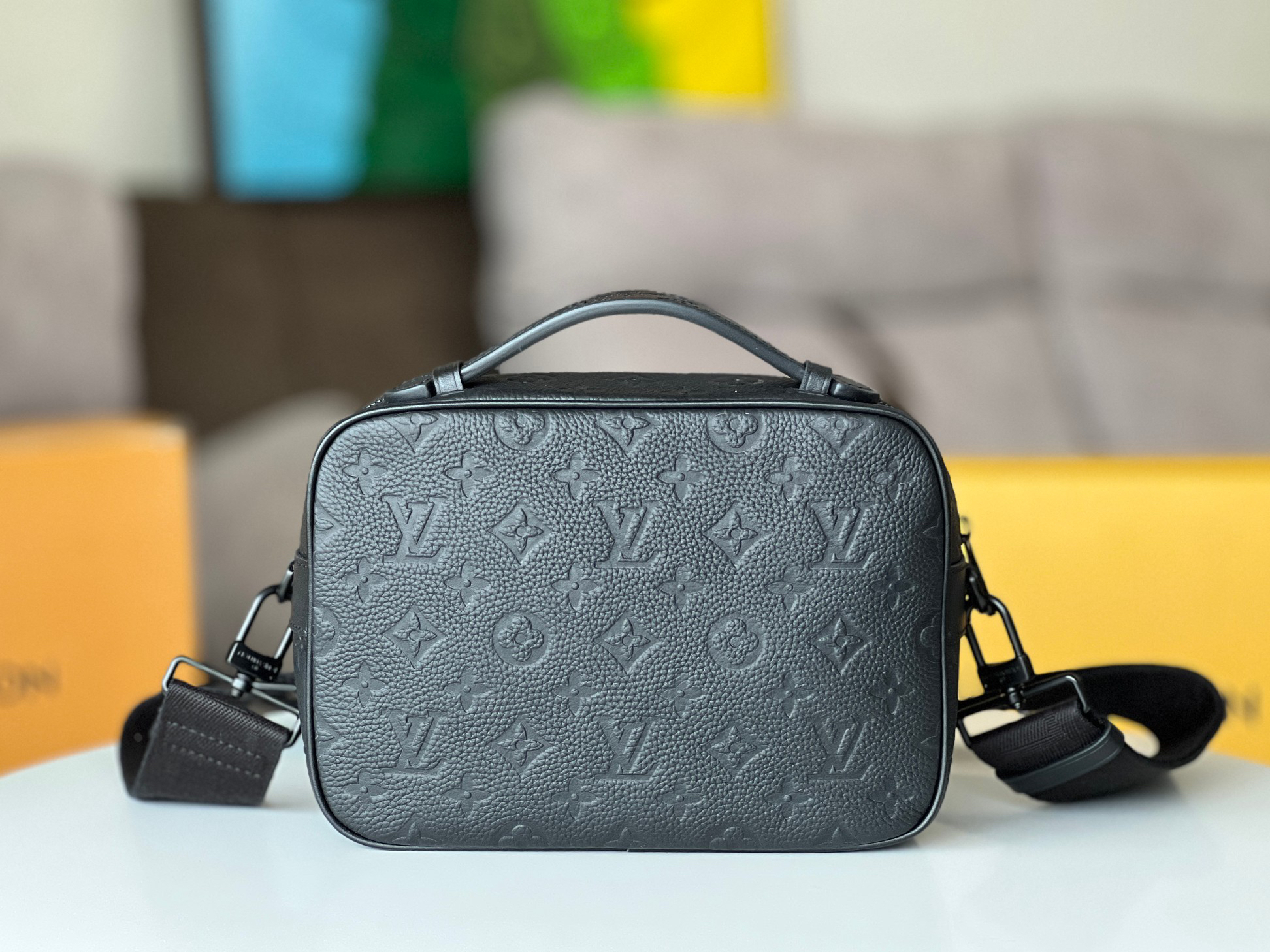 Louis Vuitton S Lock Postal Crossbody Bag in Black Taurillon Leather - Image 4