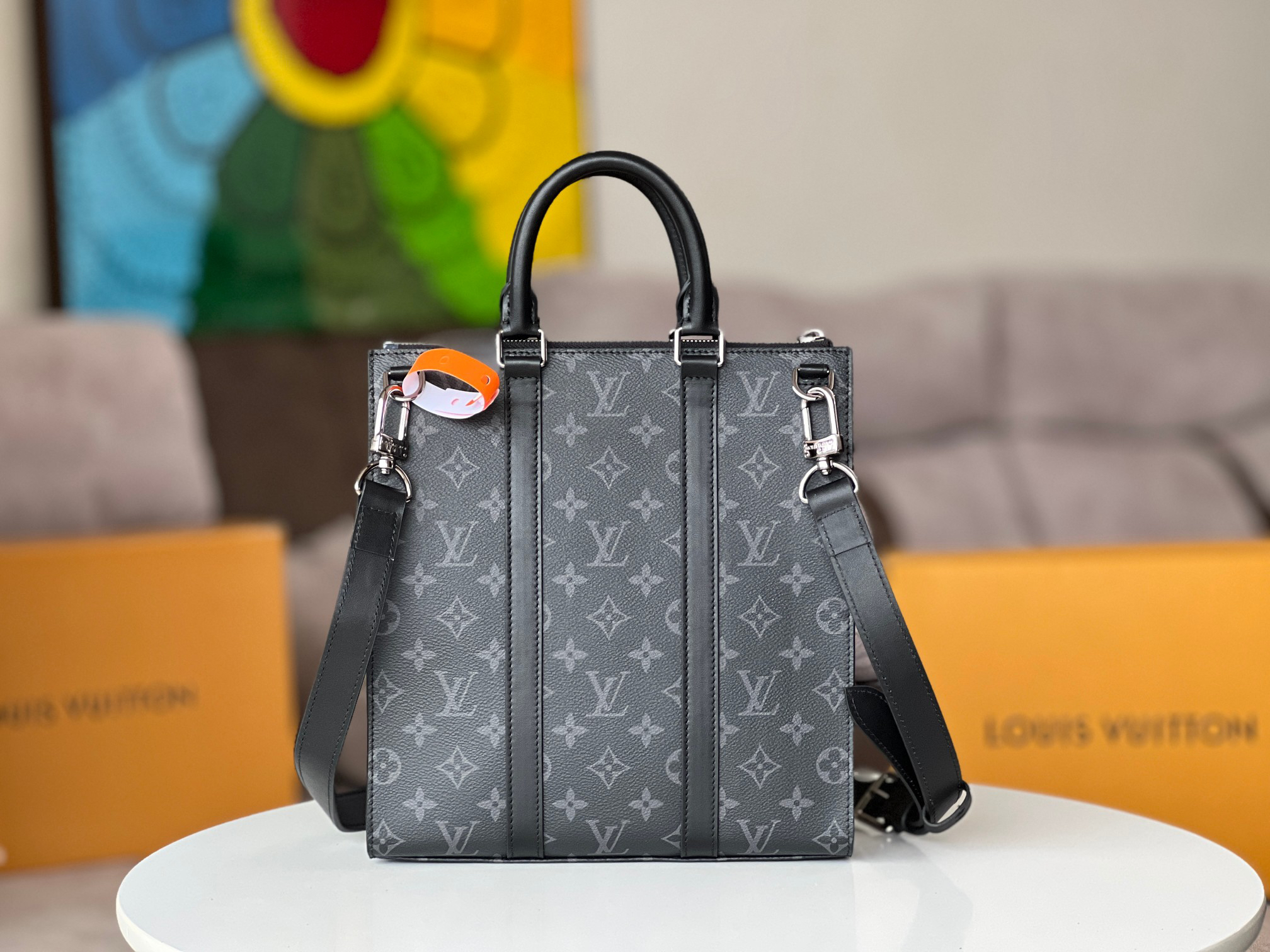 Louis Vuitton Sac Plat Crossbody Bag M46098 in Black Monogram Eclipse Canvas - Image 4
