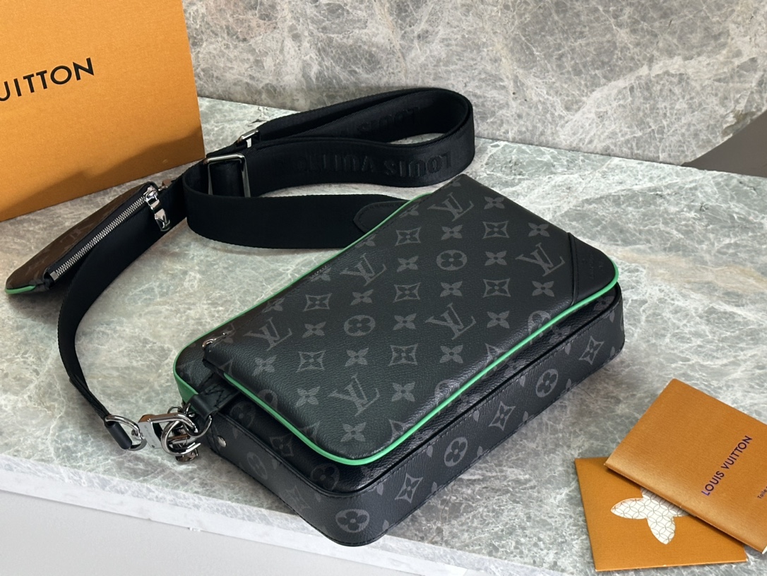 Louis Vuitton Trio Messenger Bag, Monogram Eclipse Reverse Canvas, Green, M26052 - Image 4