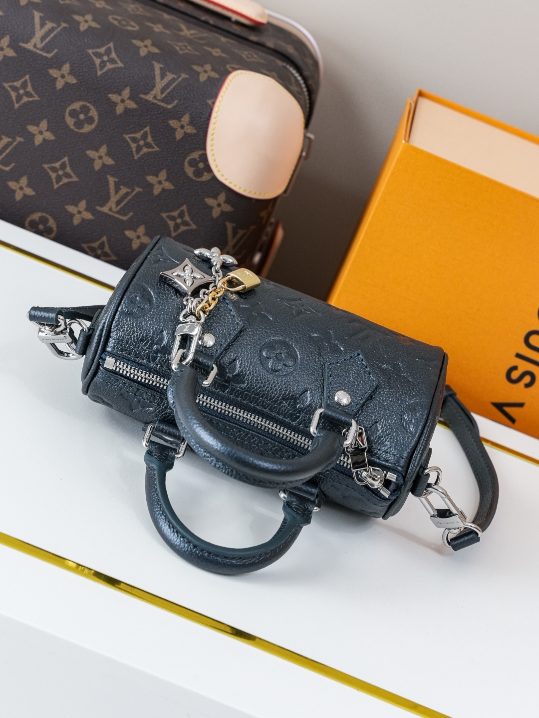 Louis Vuitton Nano Speedy Handbag in Sapphire Blue Monogram - Image 4