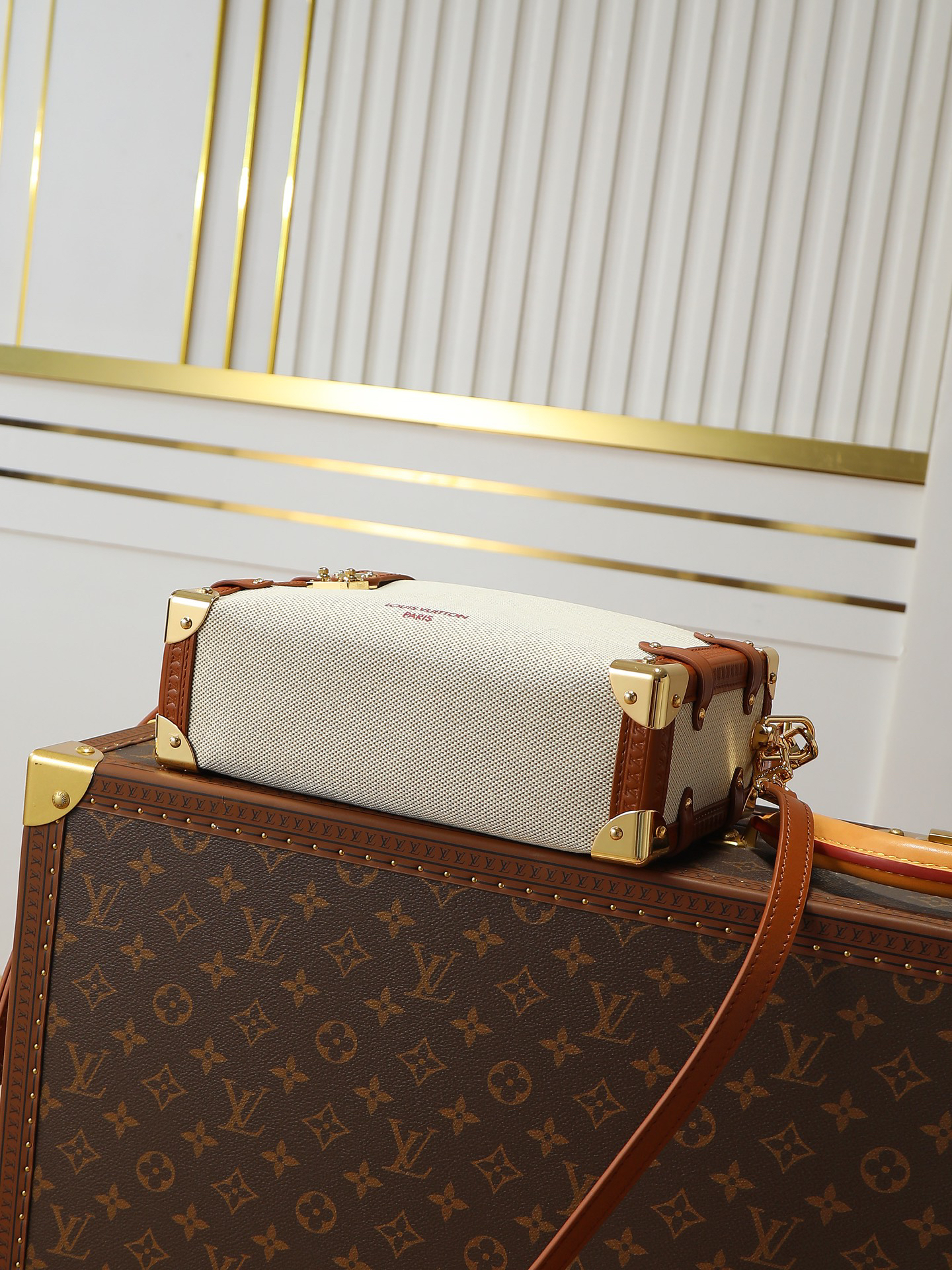 Louis Vuitton Side Trunk Medium Shoulder Bag in Natural Canvas - Image 4