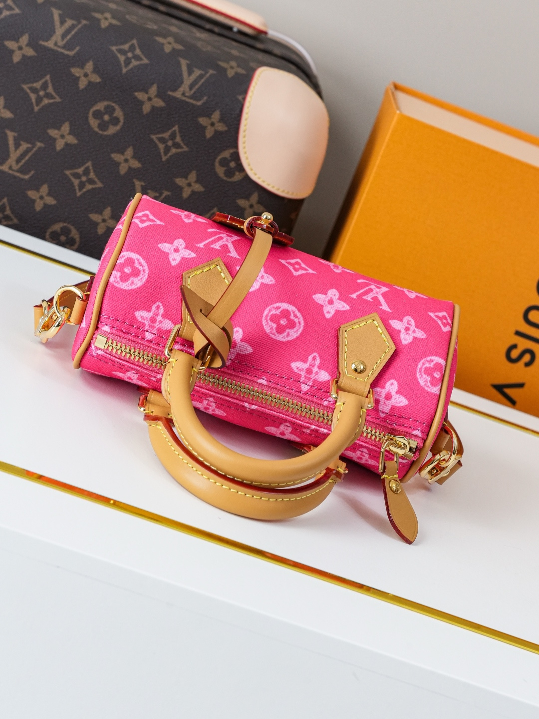 Louis Vuitton Nano Speedy Handbag in Red Monogram Canvas - Image 4