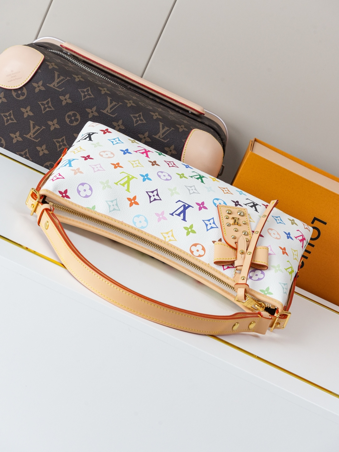 Louis Vuitton x Takashi Murakami Carryall East West Bag in Monogram Canvas - Image 4