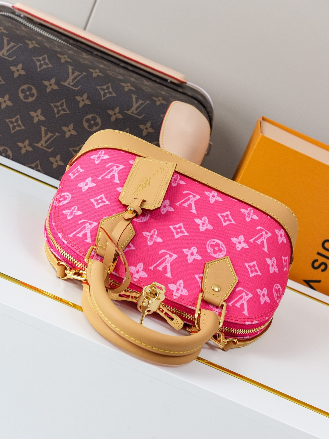 Louis Vuitton Alma BB Red Monogram Canvas Handbag - Image 4