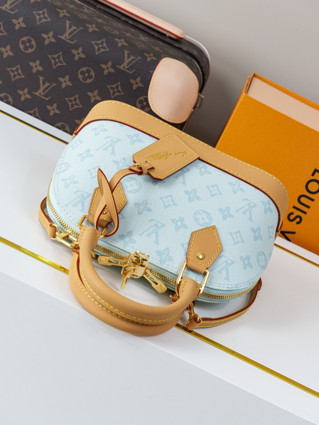 Louis Vuitton Alma BB Light Blue Monogram Handbag - Image 4