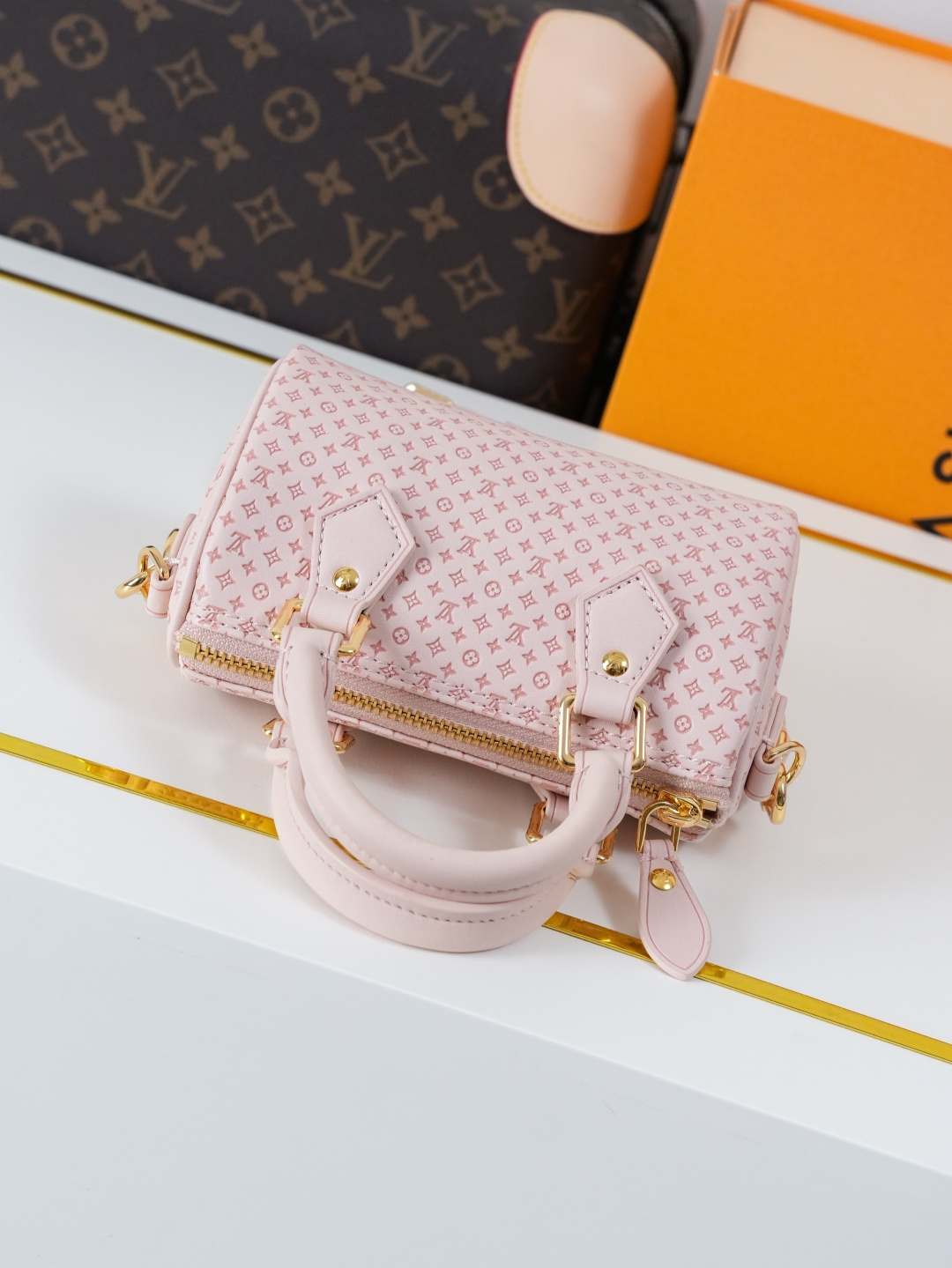 Louis Vuitton Nano Speedy Minigram Handbag in Acorn Brown - Image 4