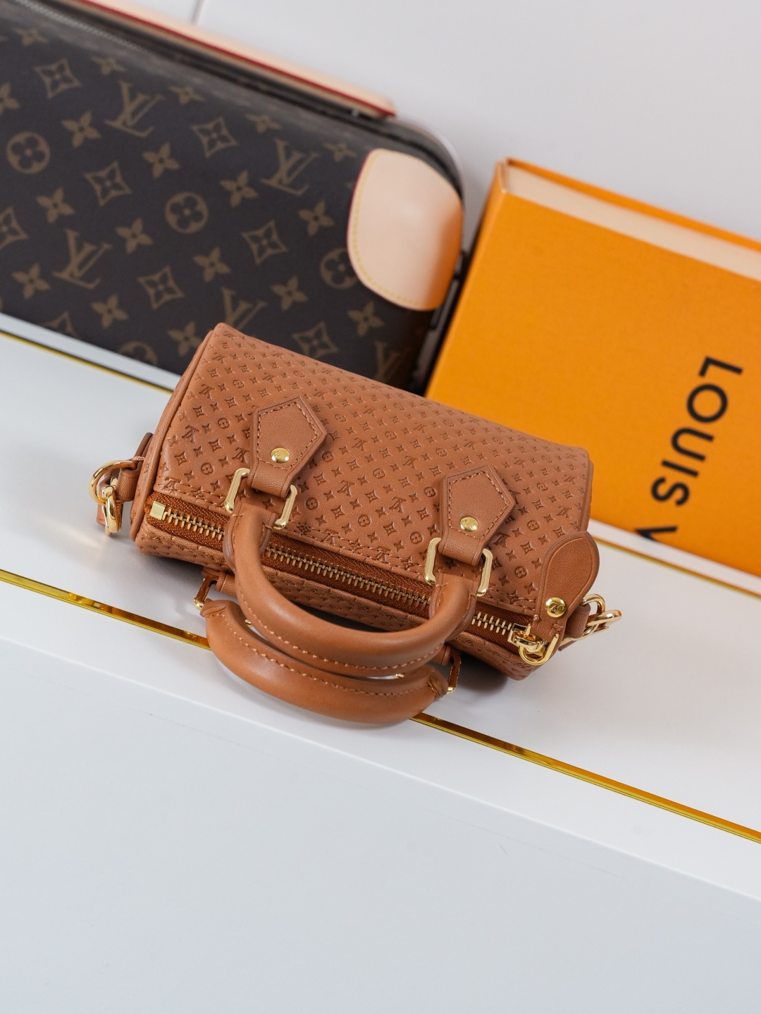 Louis Vuitton Nano Speedy Minigram Handbag Brown - Image 4