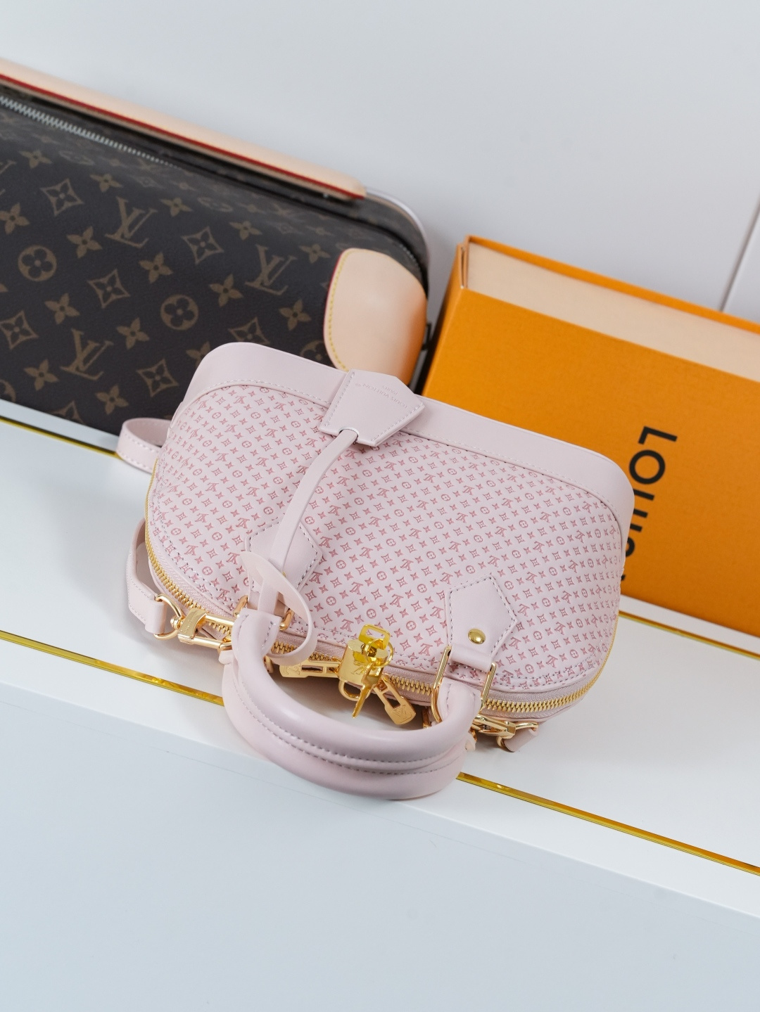 Louis Vuitton Alma BB Minigram Leather Handbag - Pink - Image 4