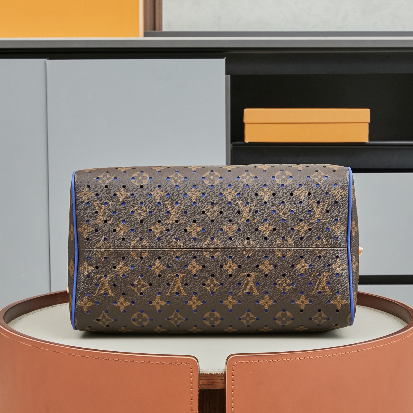 Louis Vuitton Speedy Soft 30 Handbag in Blue Monogram Perfo Canvas - Image 4