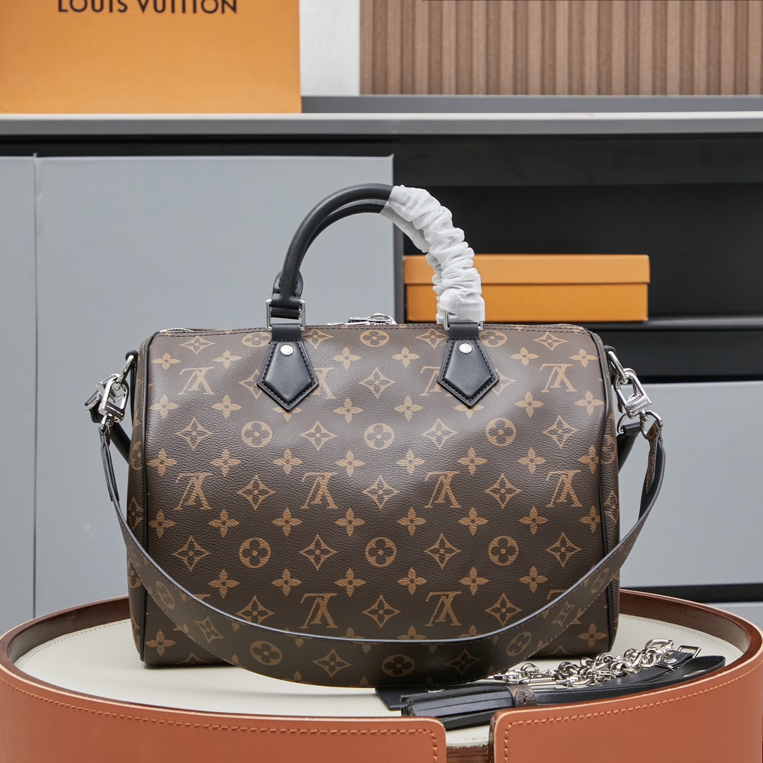 Speedy Soft 30 Dark Monogram Handbag - Image 4