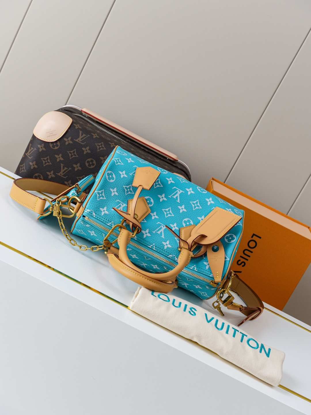 Louis Vuitton Speedy Bandouliere 25 Monogram Leather Handbag, Light Blue - Image 4