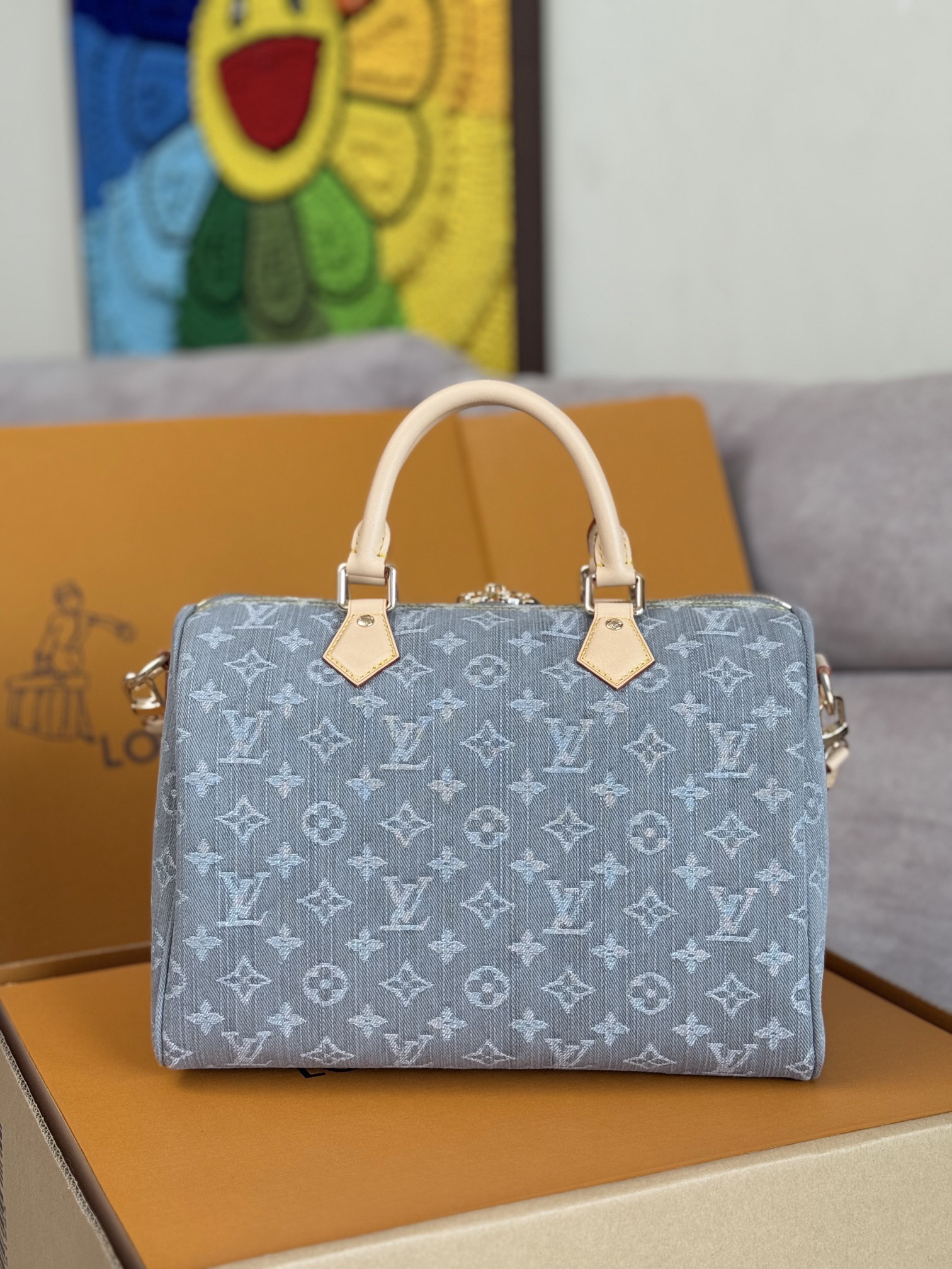 Louis Vuitton Speedy Soft 30 Denim Handbag - Image 4
