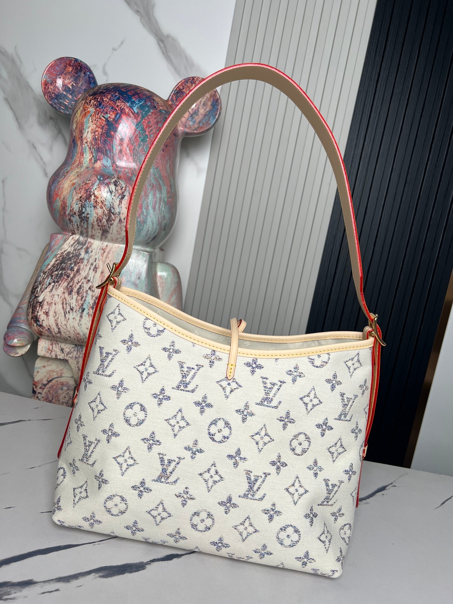 Louis Vuitton CarryAll Small Handbag in White Denim – Nautical Collection - Image 4
