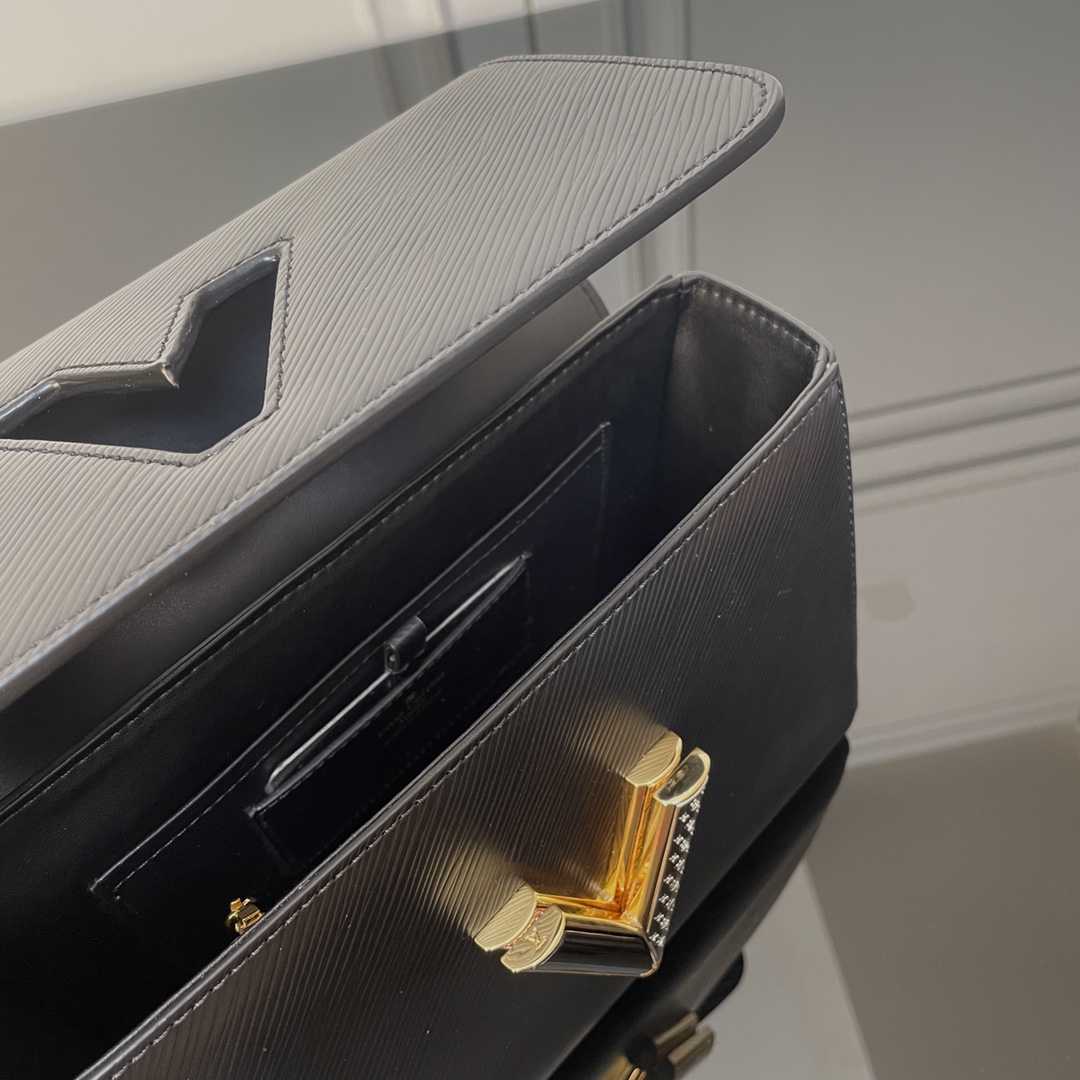 Louis Vuitton Twist Medium Shoulder Bag in Black Calfskin - Image 4