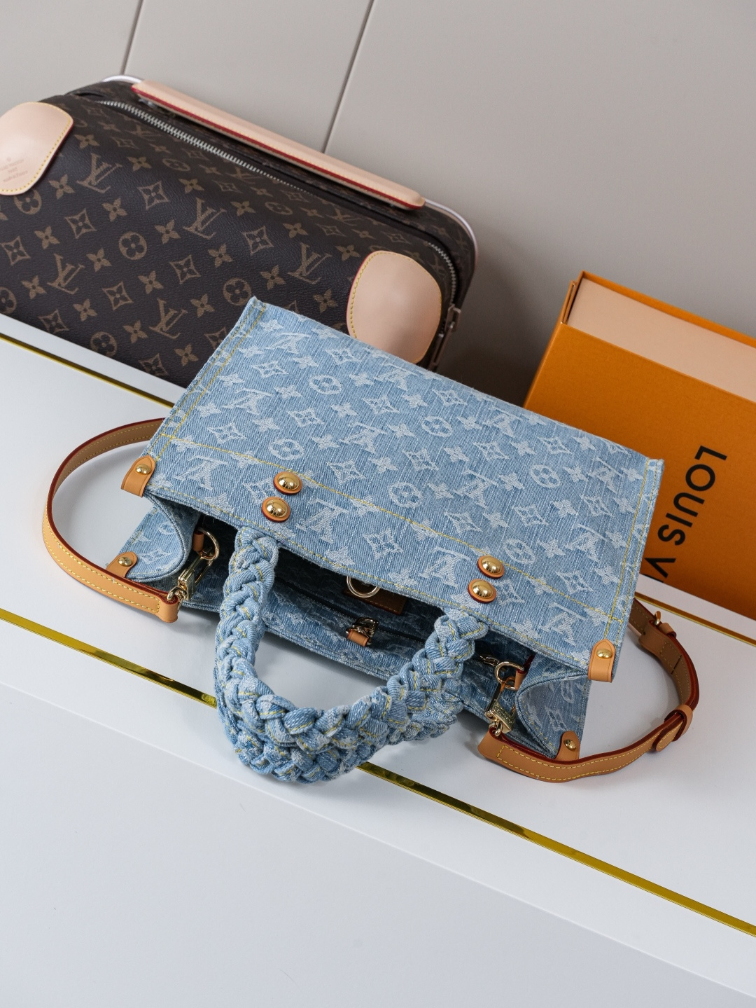 Louis Vuitton Let Go Small Tote Bag in Monogram Denim - Image 4