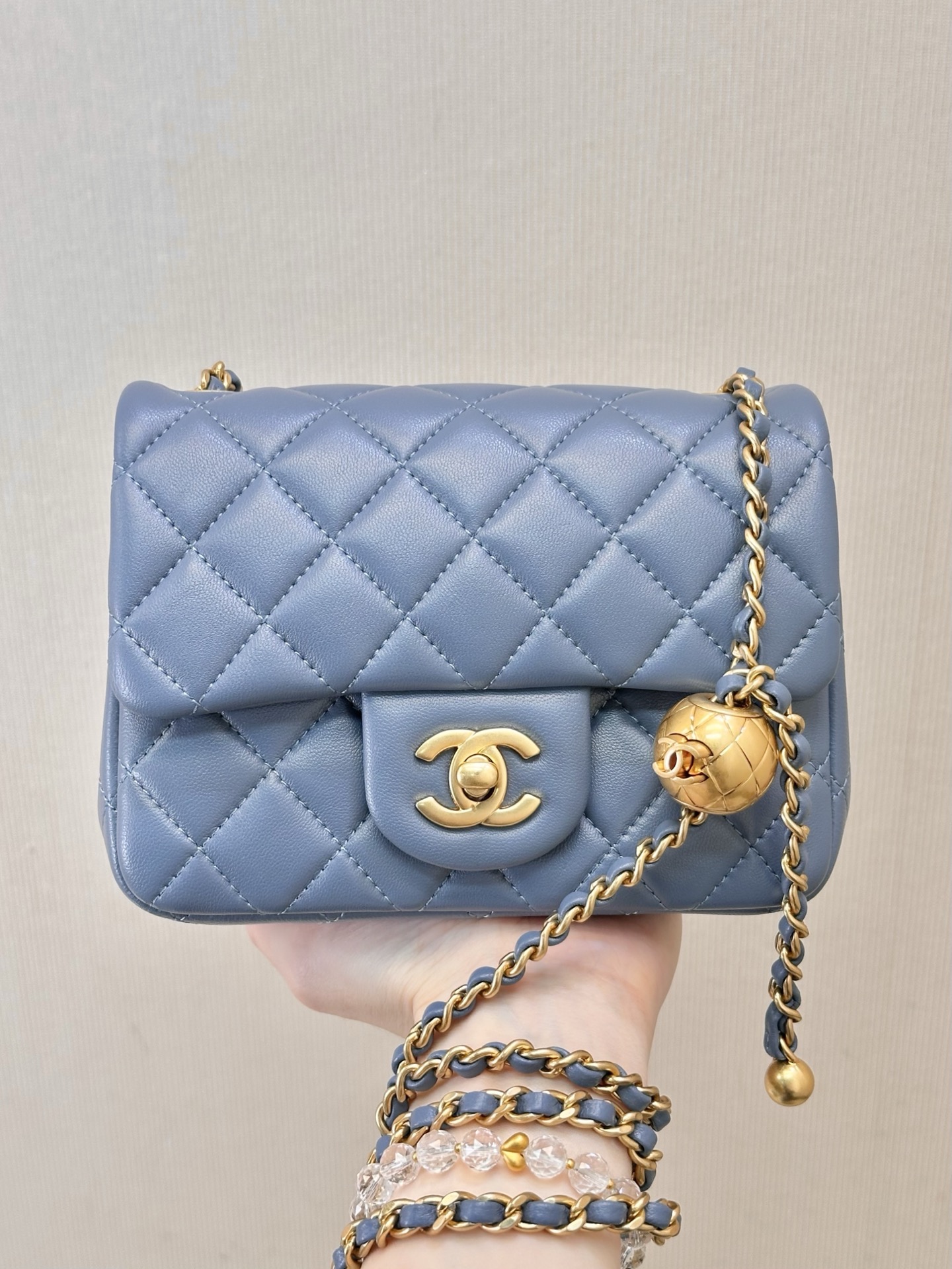 Chanel Small Ball-Detail Leather Crossbody Bag - Image 4