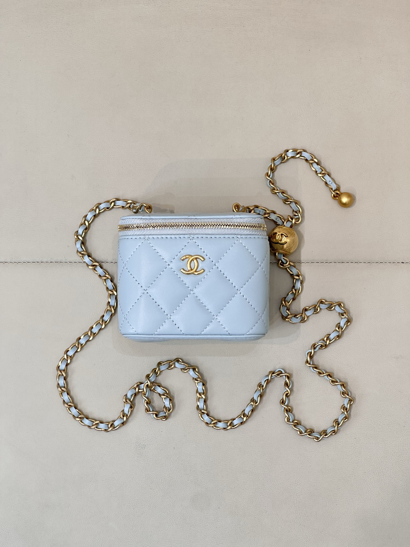 Chanel Mini Ball Chain Lambskin Crossbody Bag - Image 4