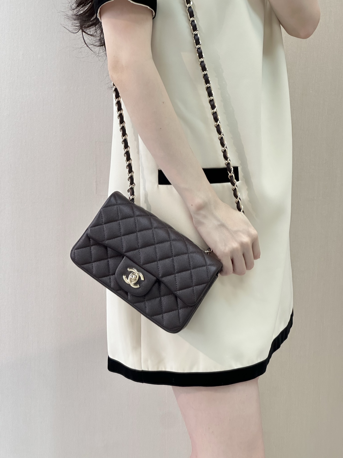 Chanel Classic Flap Mini Crossbody Bag - Brown Lambskin - Image 4