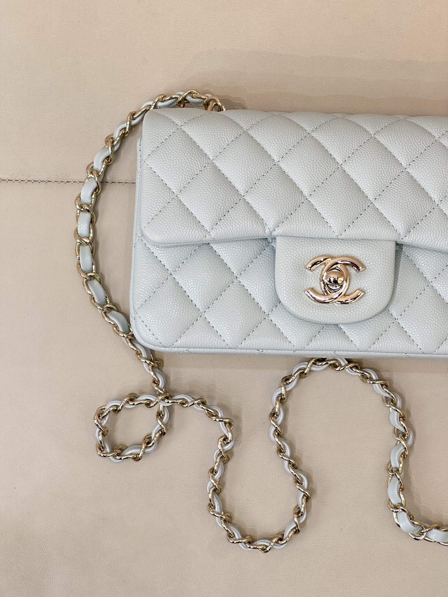 Chanel Classic Flap Bag 116 in Light Blue with Gold Hardware - Image 4