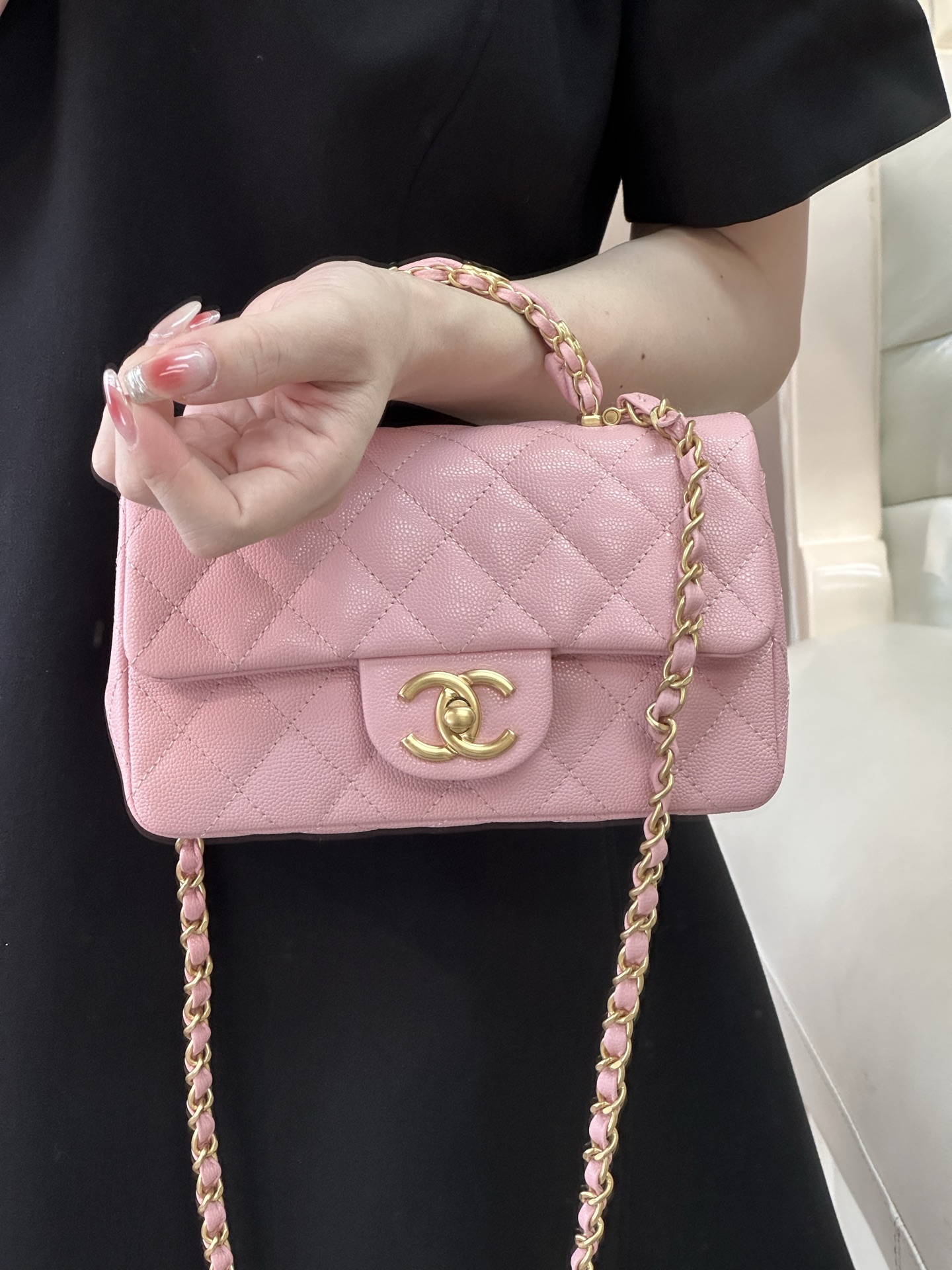 Chanel 24B Mini Classic Flap Lambskin Crossbody Bag - Image 4