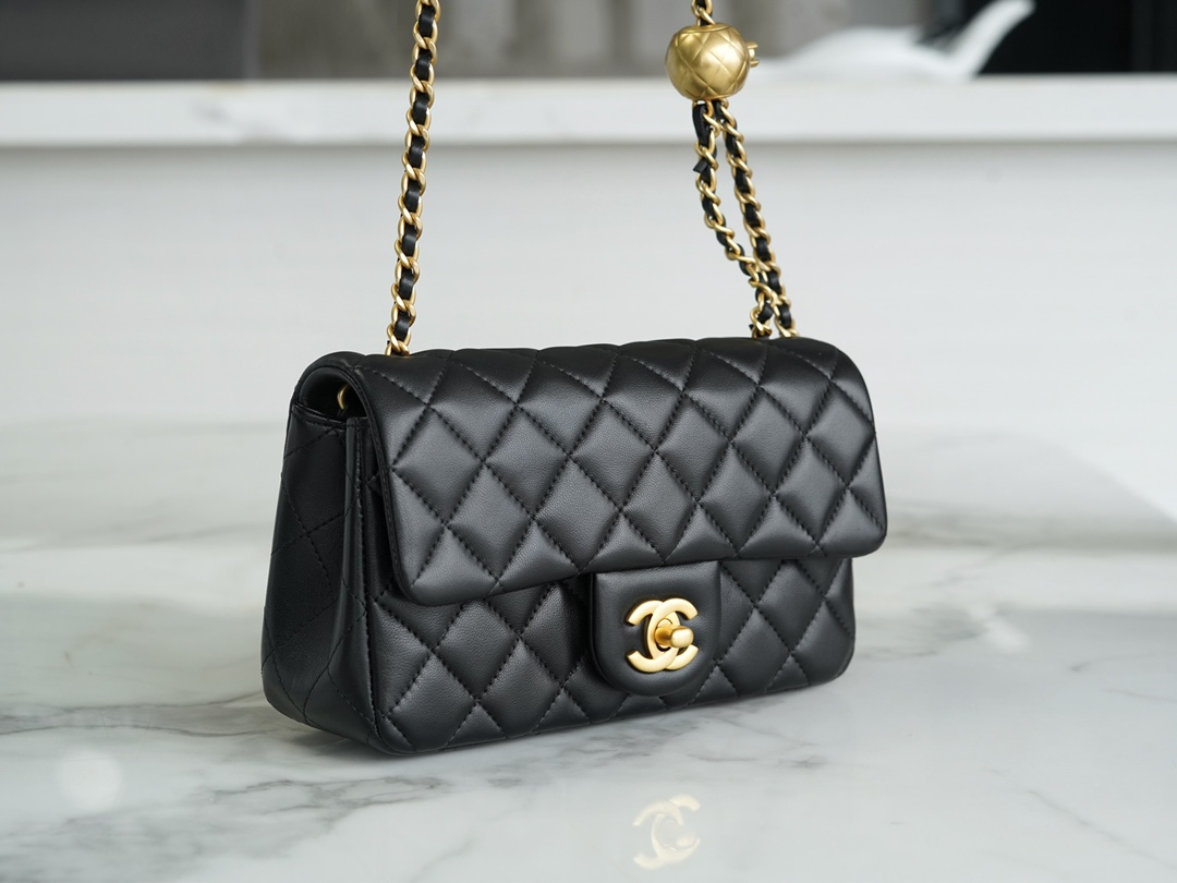 Mini Lambskin Shoulder Bag with Adjustable Metal Ball - Image 4