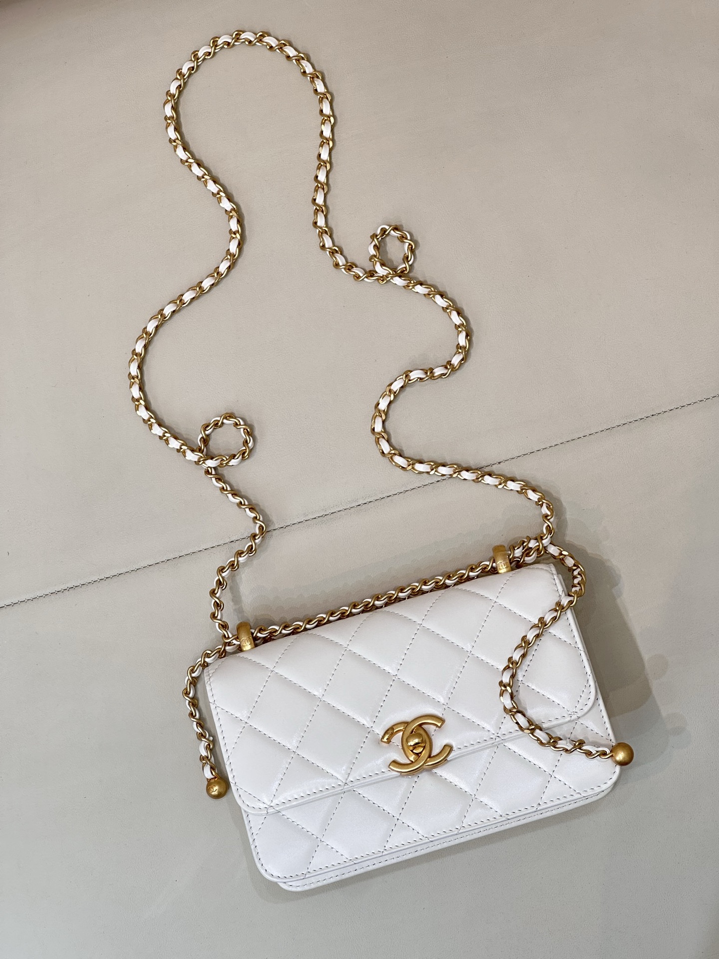 Chanel 24C Wallet on Chain Flap Bag with Adjustable Pearl Chain - Image 4