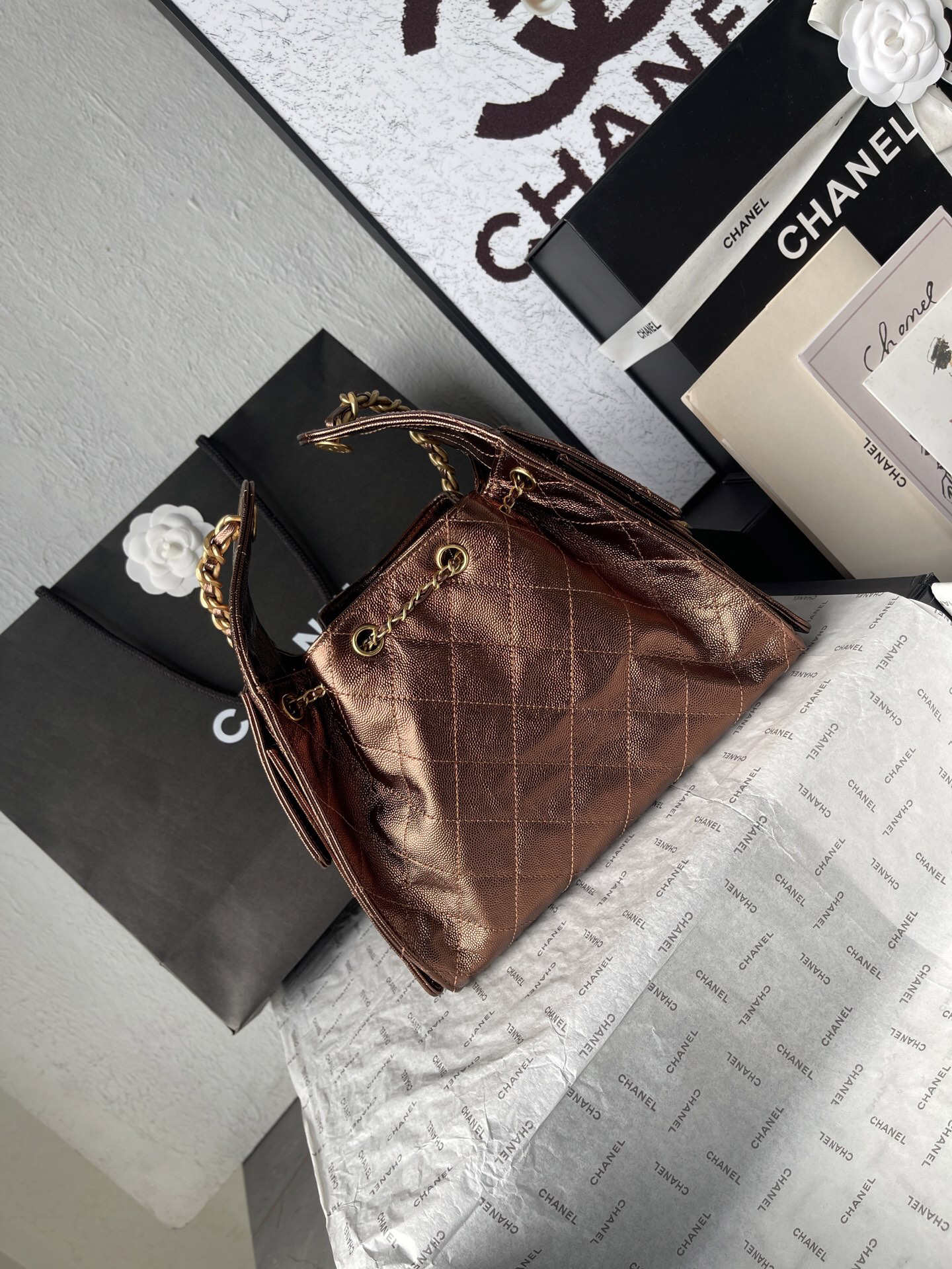 Chanel 25C Pebbled Leather Hobo Shoulder Bag - Image 4
