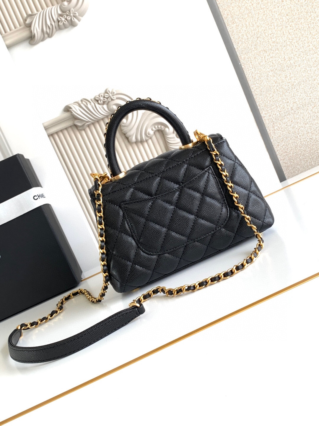 Chanel Mini Coco Handle Flap Handbag AS2215 - Image 4
