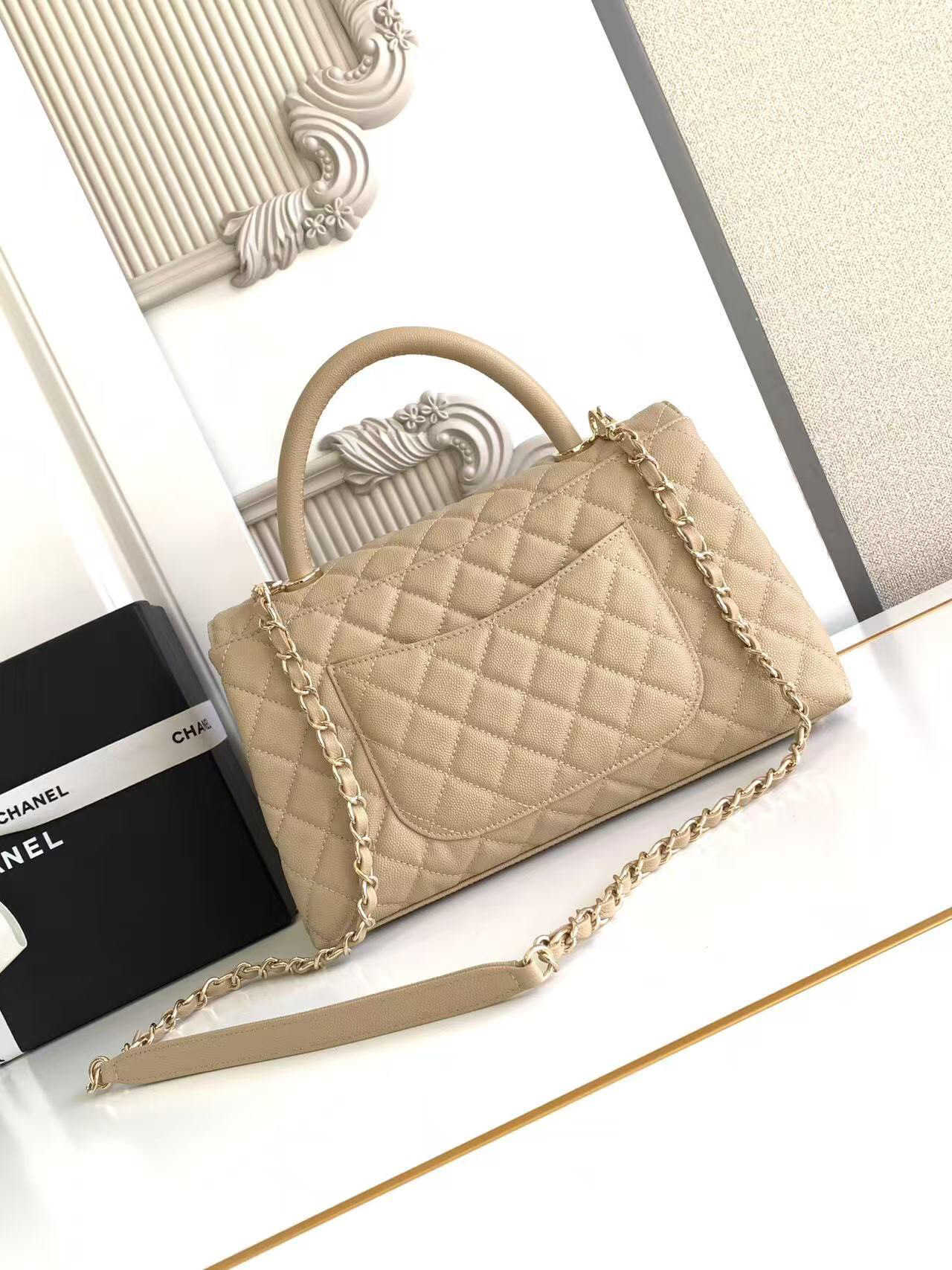 Chanel Coco Handle Mini Handbag in Burgundy Crocodile-Embossed Cowhide - Image 4