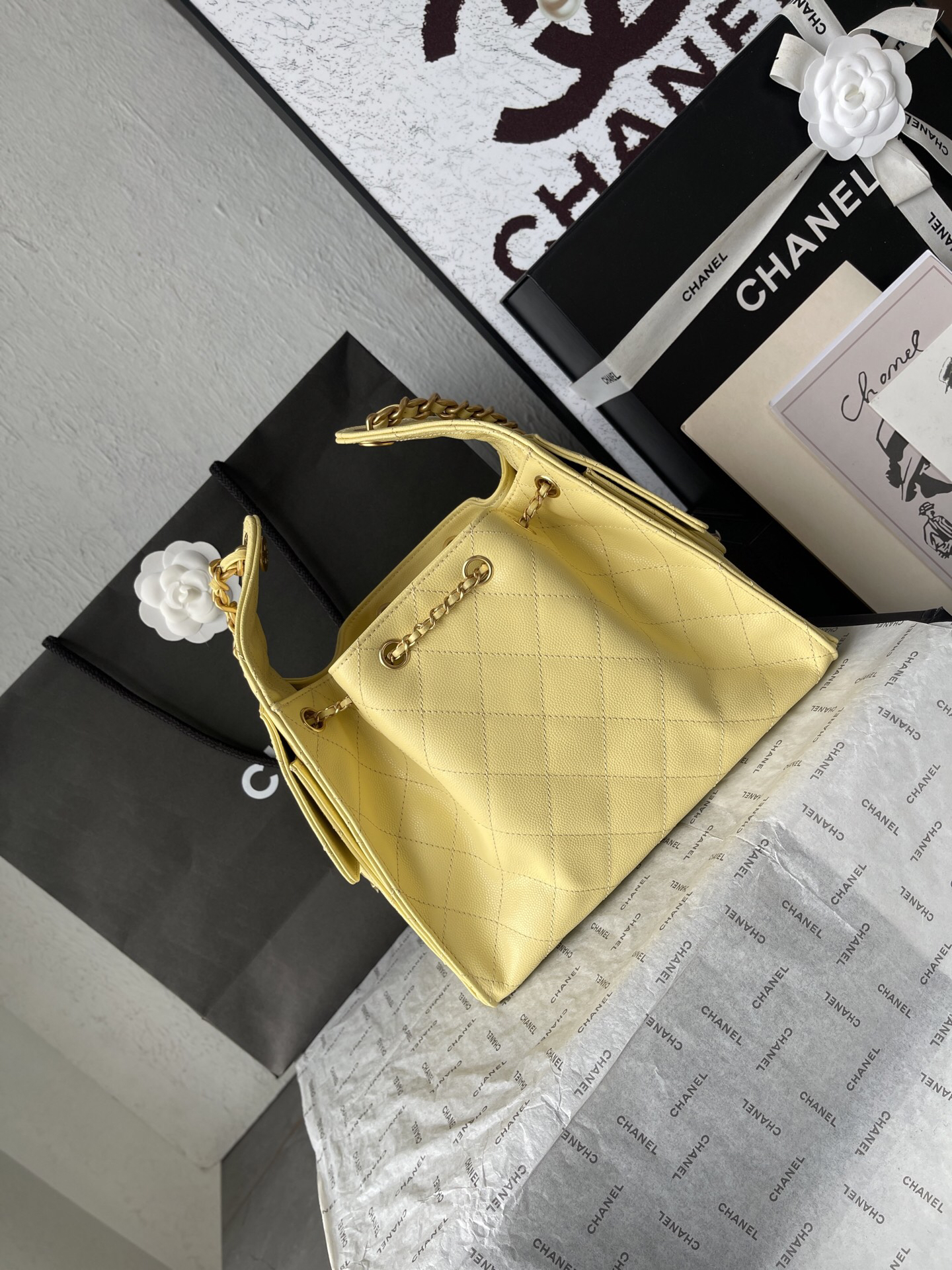 Chanel Quilted Leather Hobo Bucket Bag - Image 4