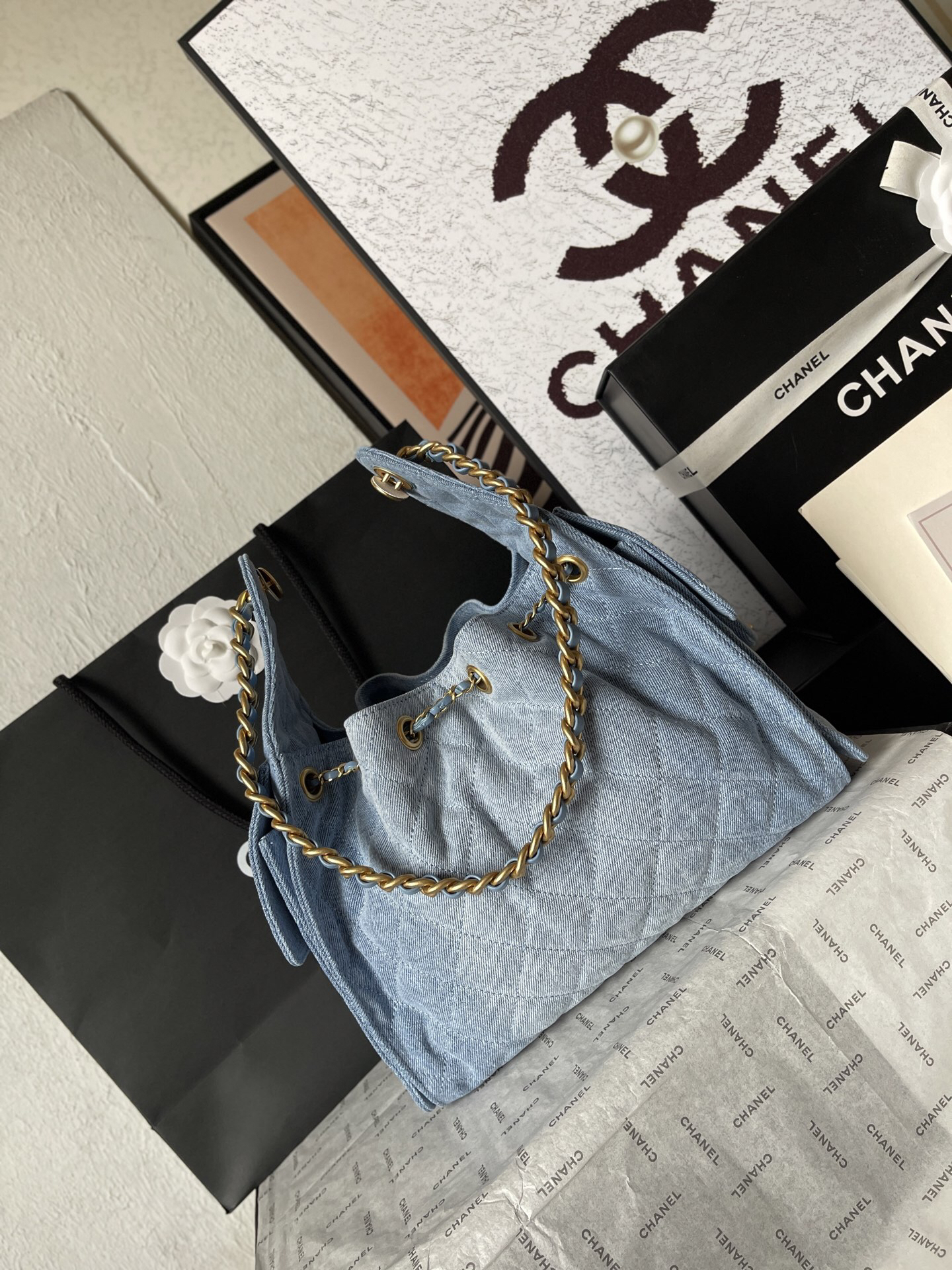 Chanel Denim Hobo Shoulder Bag - Image 4