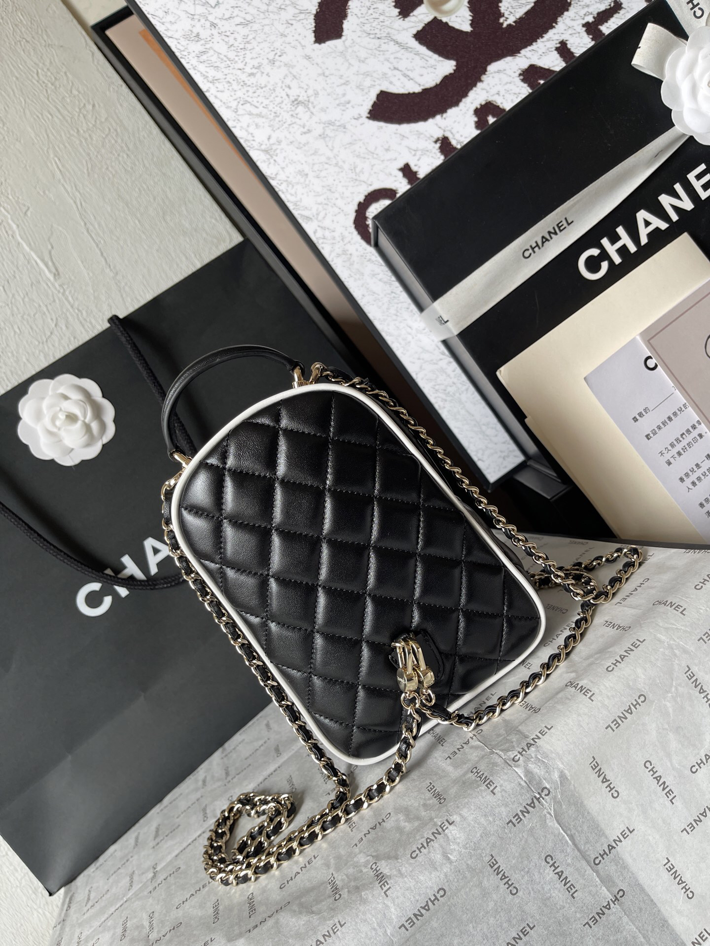 Chanel Black and White Panda Color-Block Backpack - Image 4