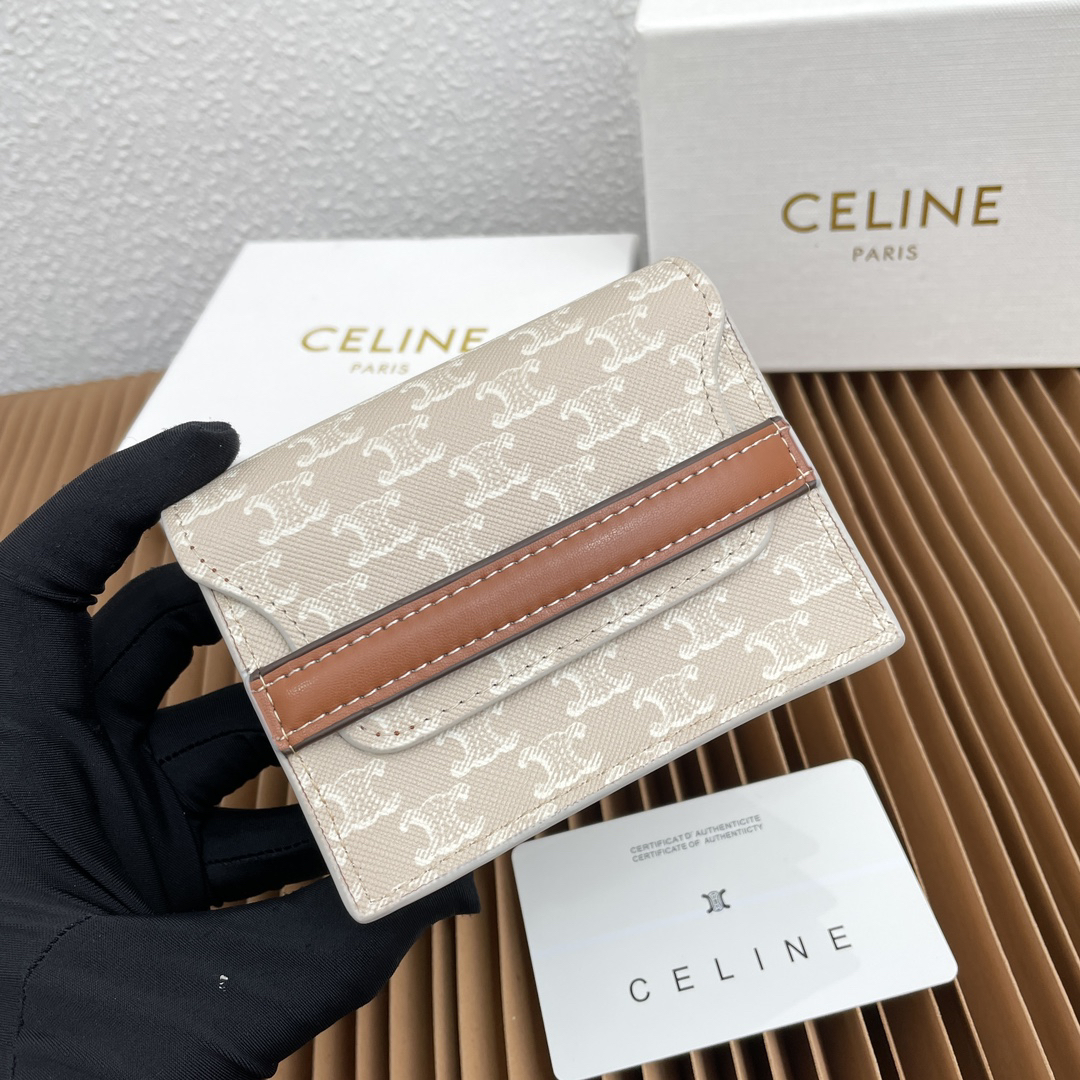 Celine Logo Print Sheepskin Card Holder - Image 4