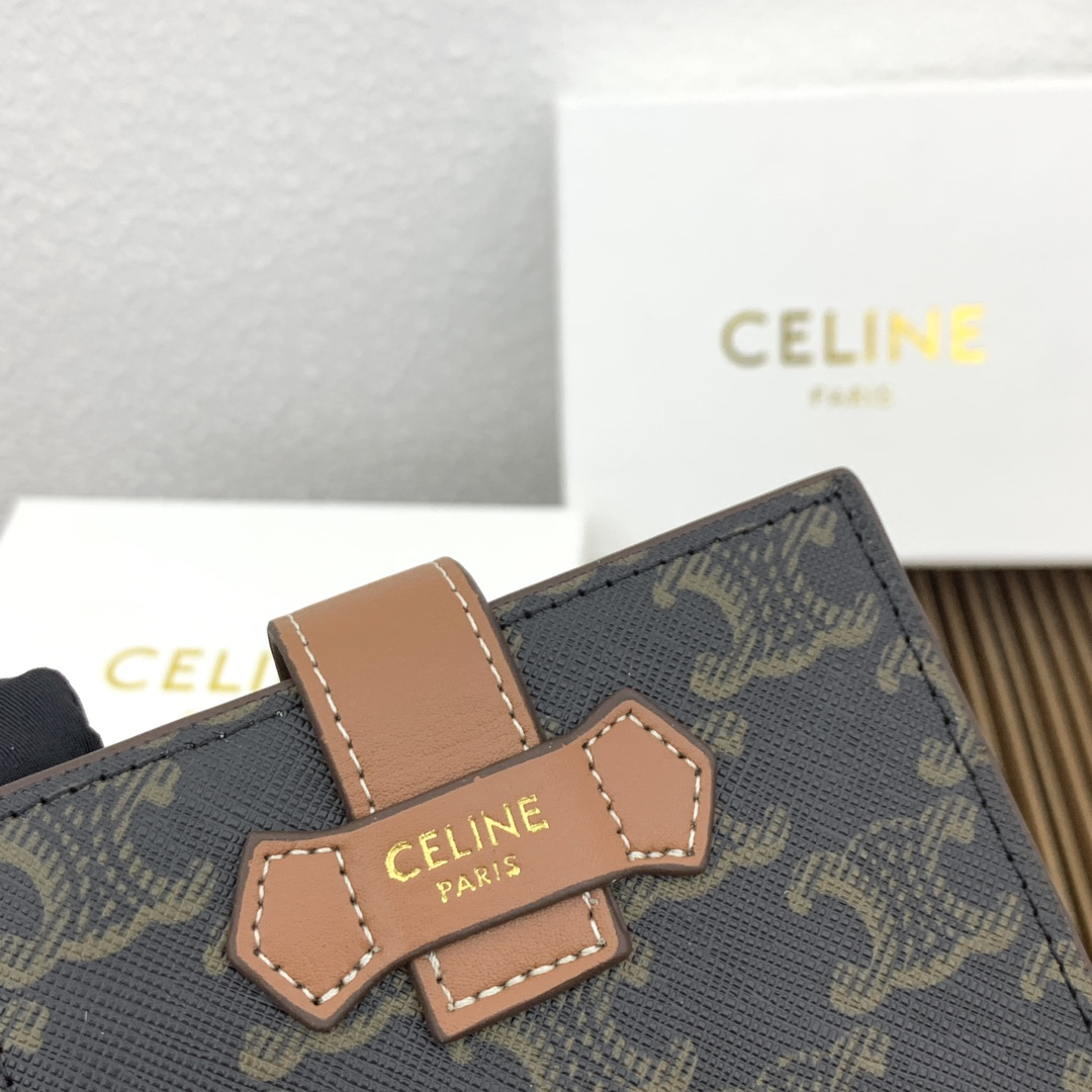 Celine Triomphe Small Logo-Print Leather Wallet - Image 4