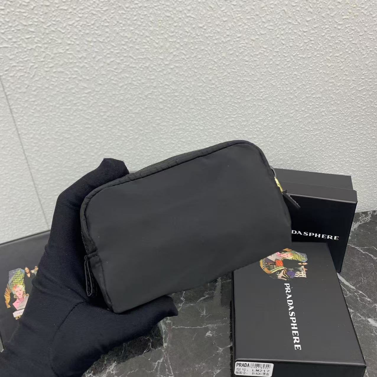 Prada Nylon Cosmetic Pouch with Triangle Logo - Image 4