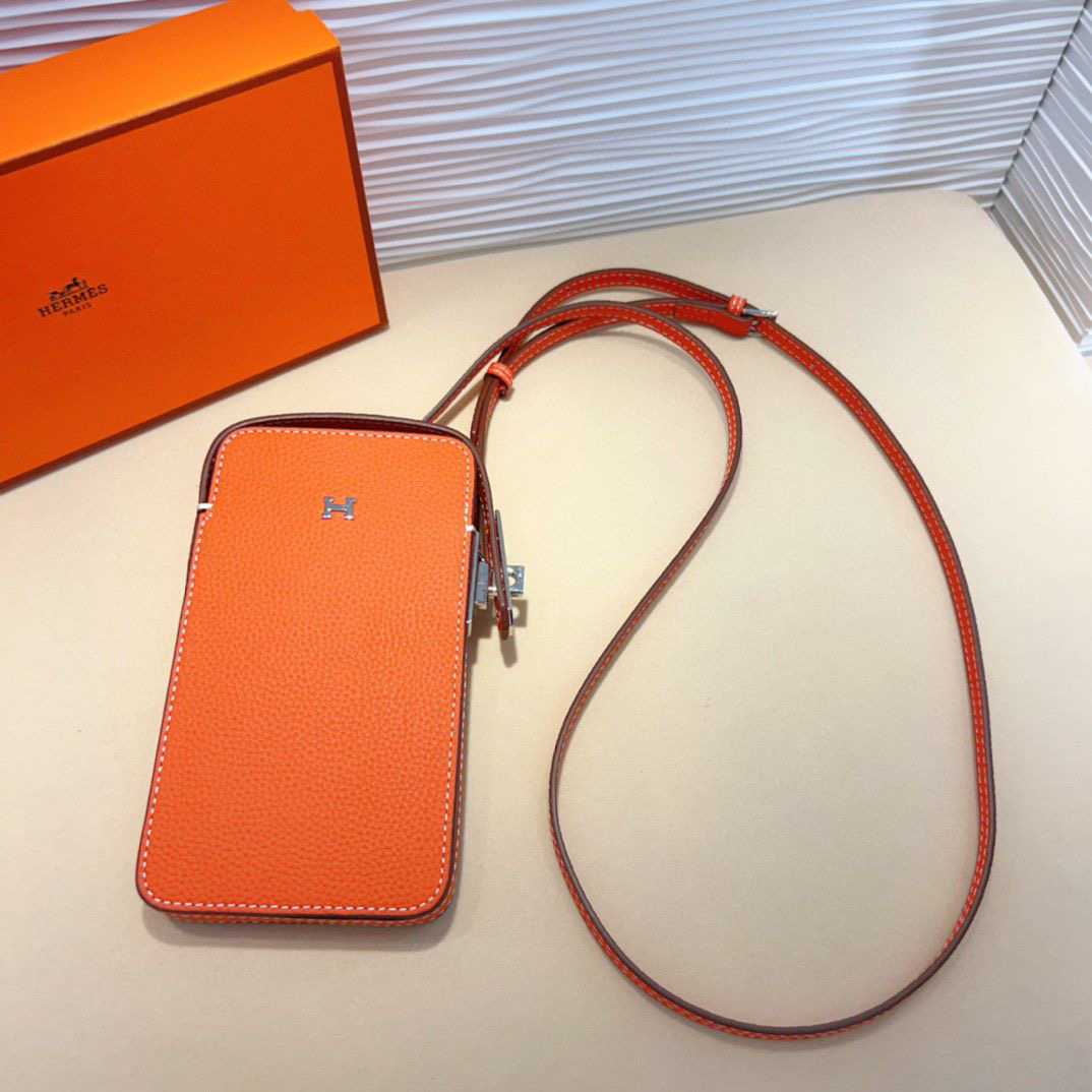 Hermes Hac a Box-Inspired Tadelakt Calfskin Phone Case with Shoulder Strap - Image 4