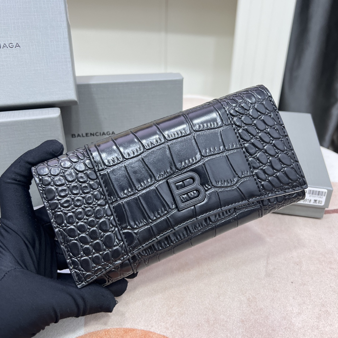 Balenciaga Large Crocodile-Embossed Leather Wallet - Image 4